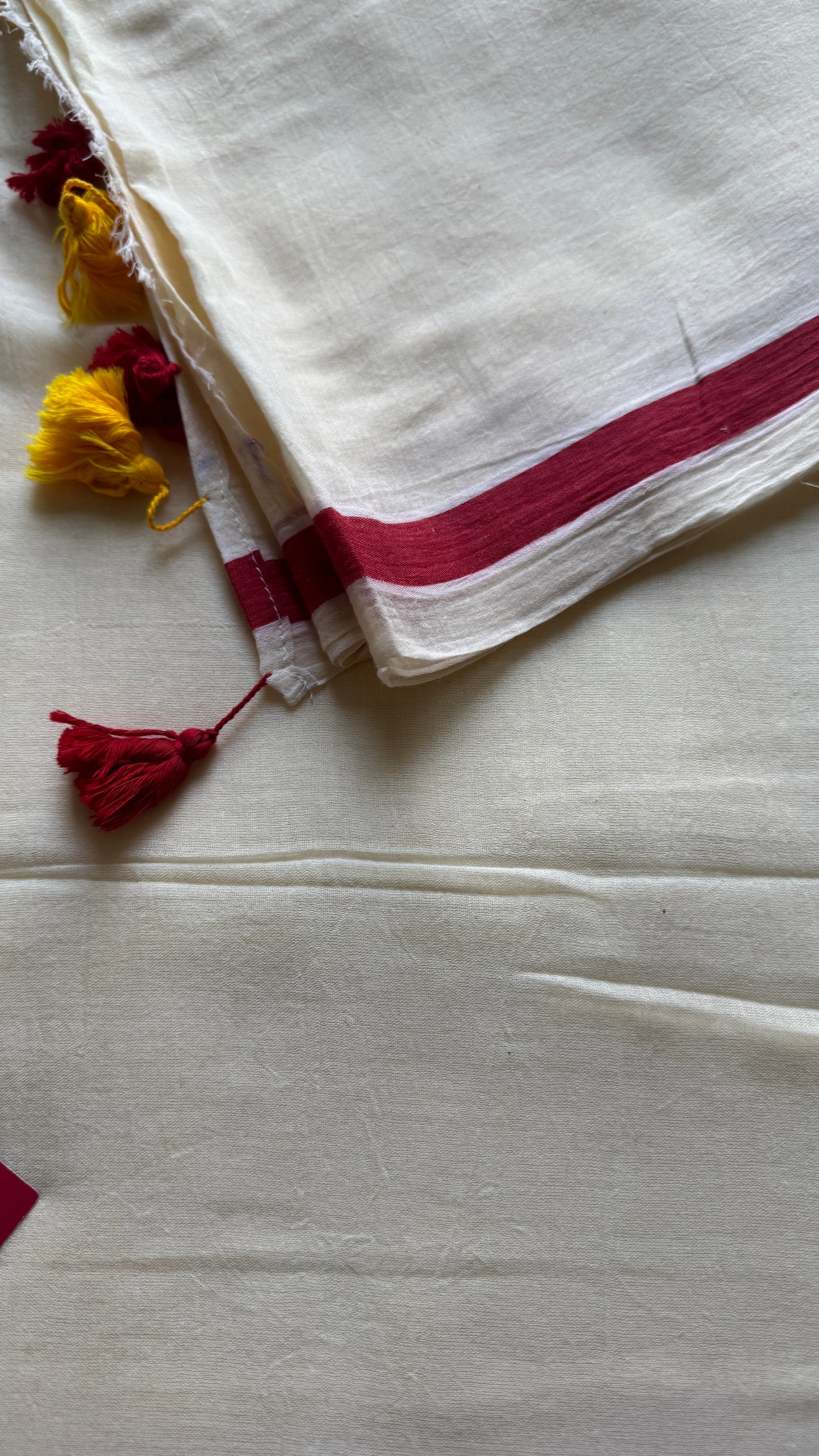 Off White with Red Stripes - Mul cotton