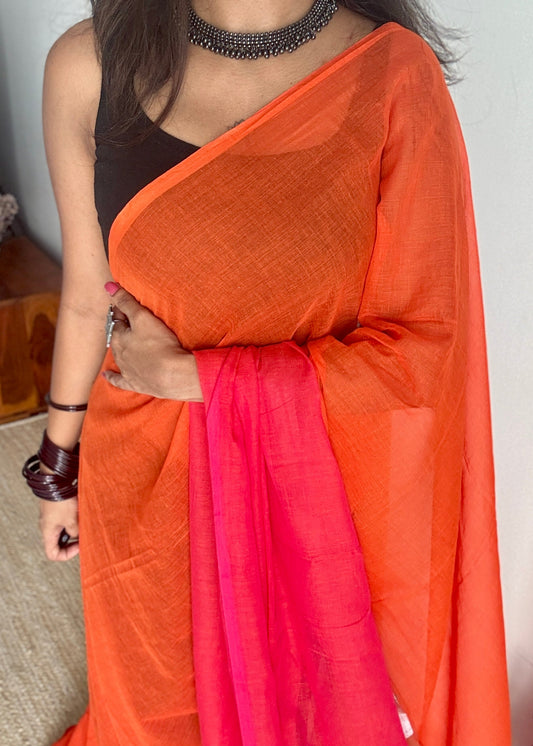 Dark orange with dark pink, mul cotton YCBCMCM19
