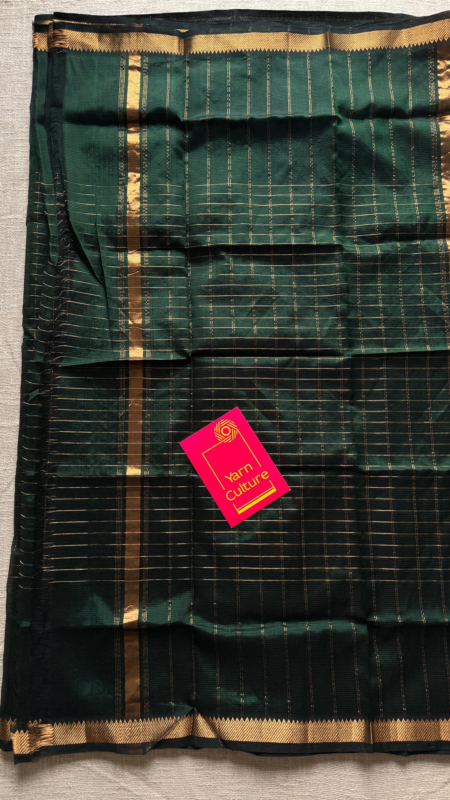 Green checks, mangalgiri silk by silk, handwoven, soft, light weight- YCWOTDMSCM17