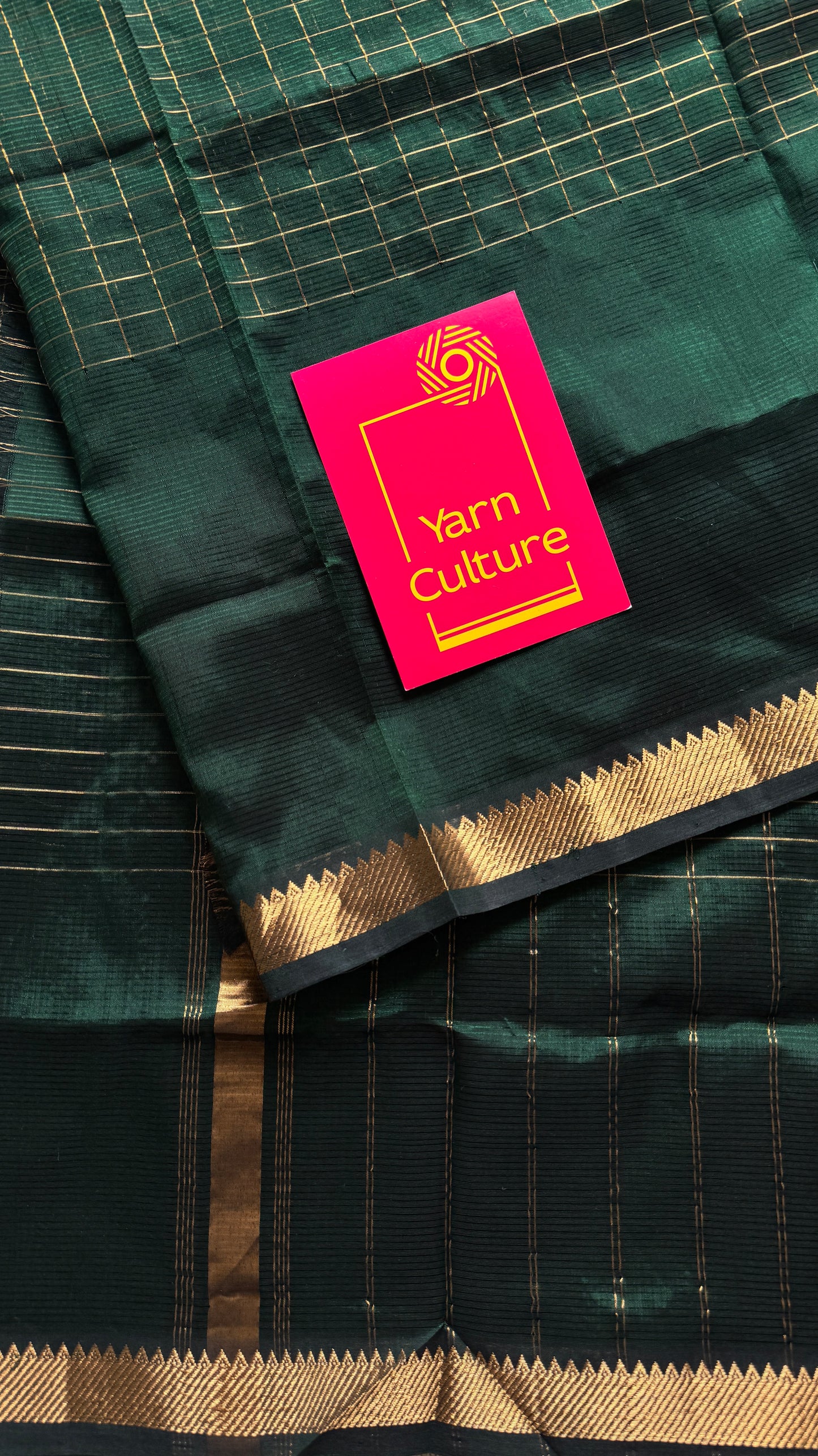 Green checks, mangalgiri silk by silk, handwoven, soft, light weight- YCWOTDMSCM17