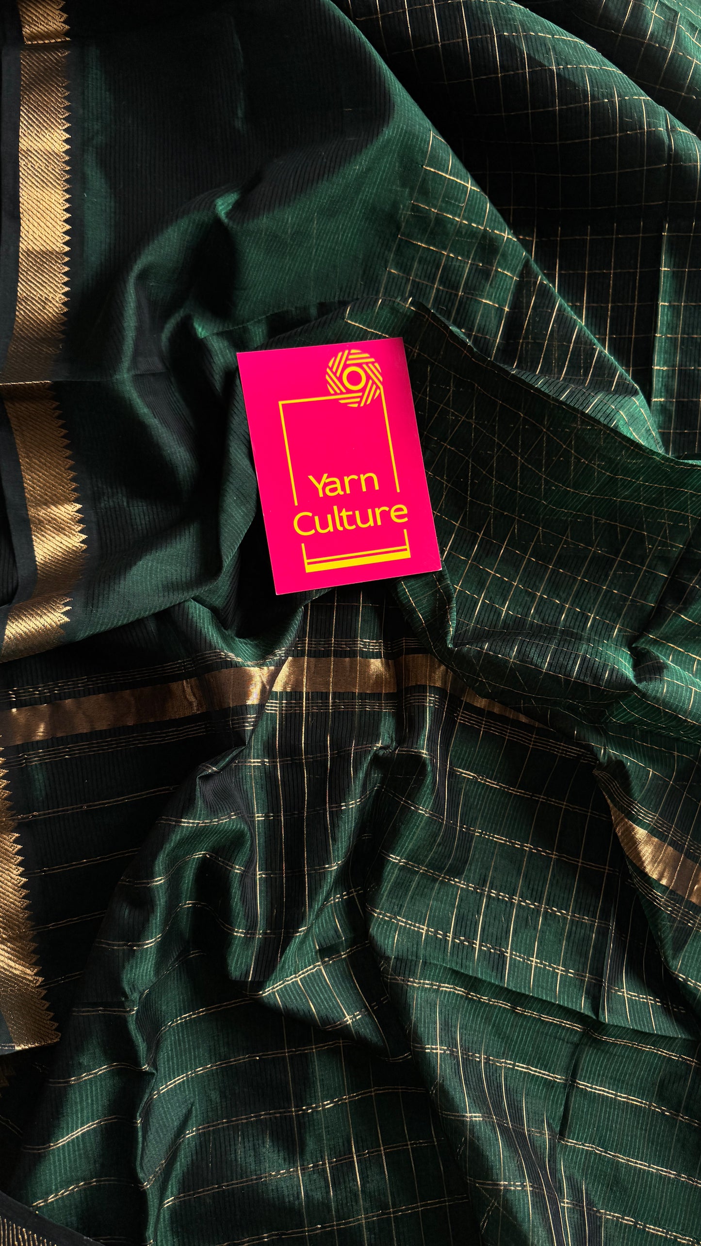 Green checks, mangalgiri silk by silk, handwoven, soft, light weight- YCWOTDMSCM17