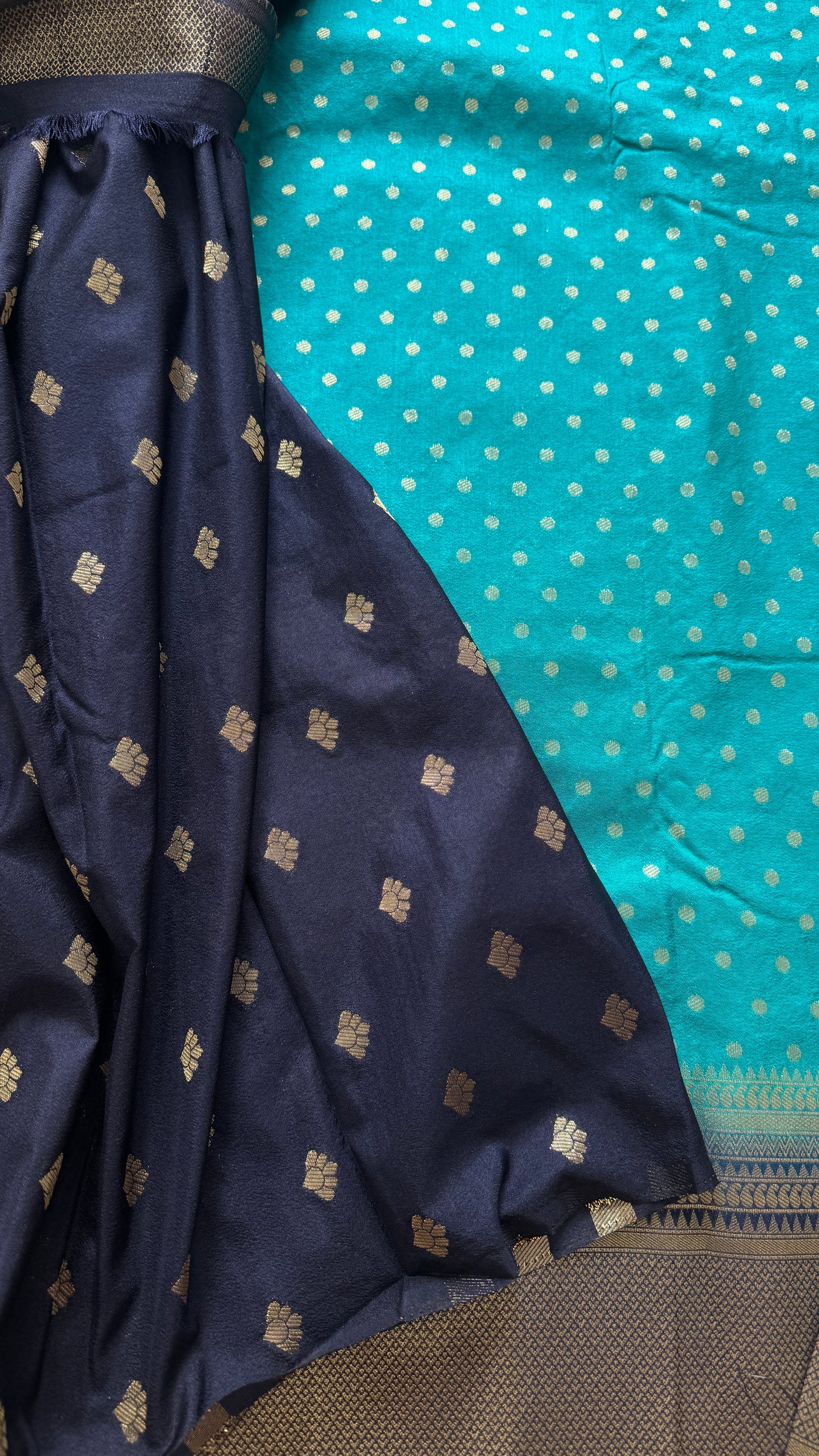 Blue Dark Blue - Tussar Semi Silk