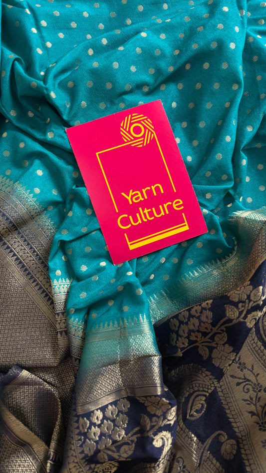 Blue Dark Blue - Tussar Semi Silk
