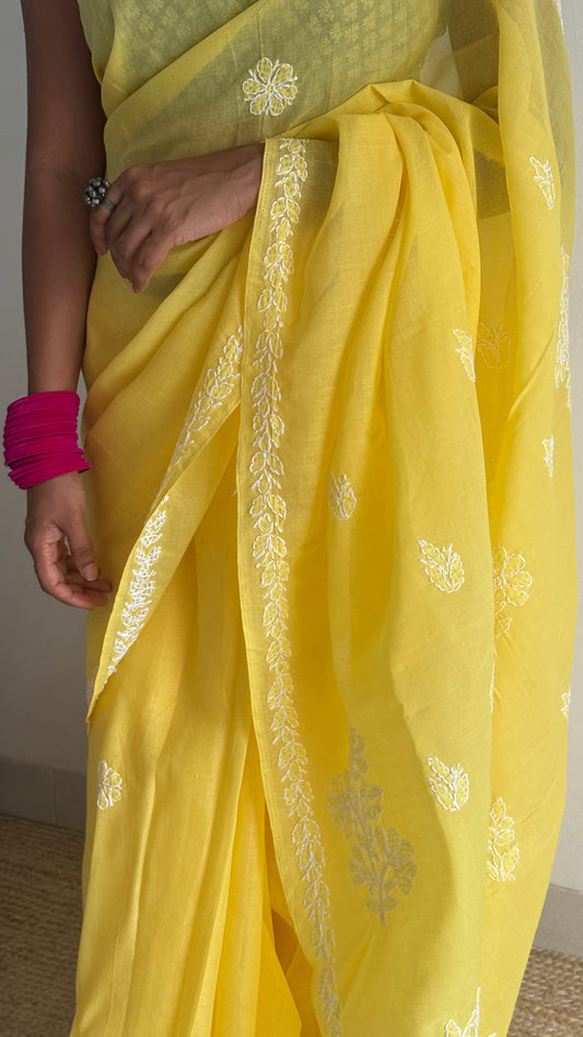 Pehli Subah (first morning) - Yellow Chikankari, soft cotton