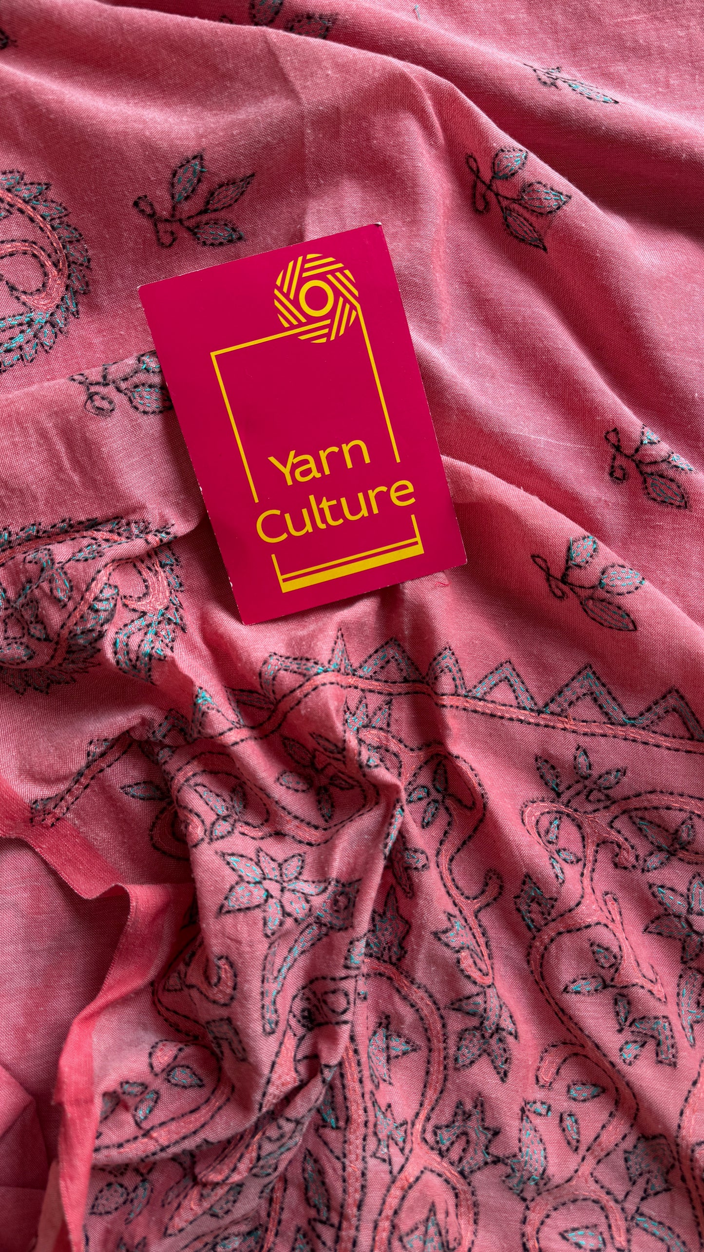 Golapi Bhava - Pink Thought, kantha weave in soft khadi cotton