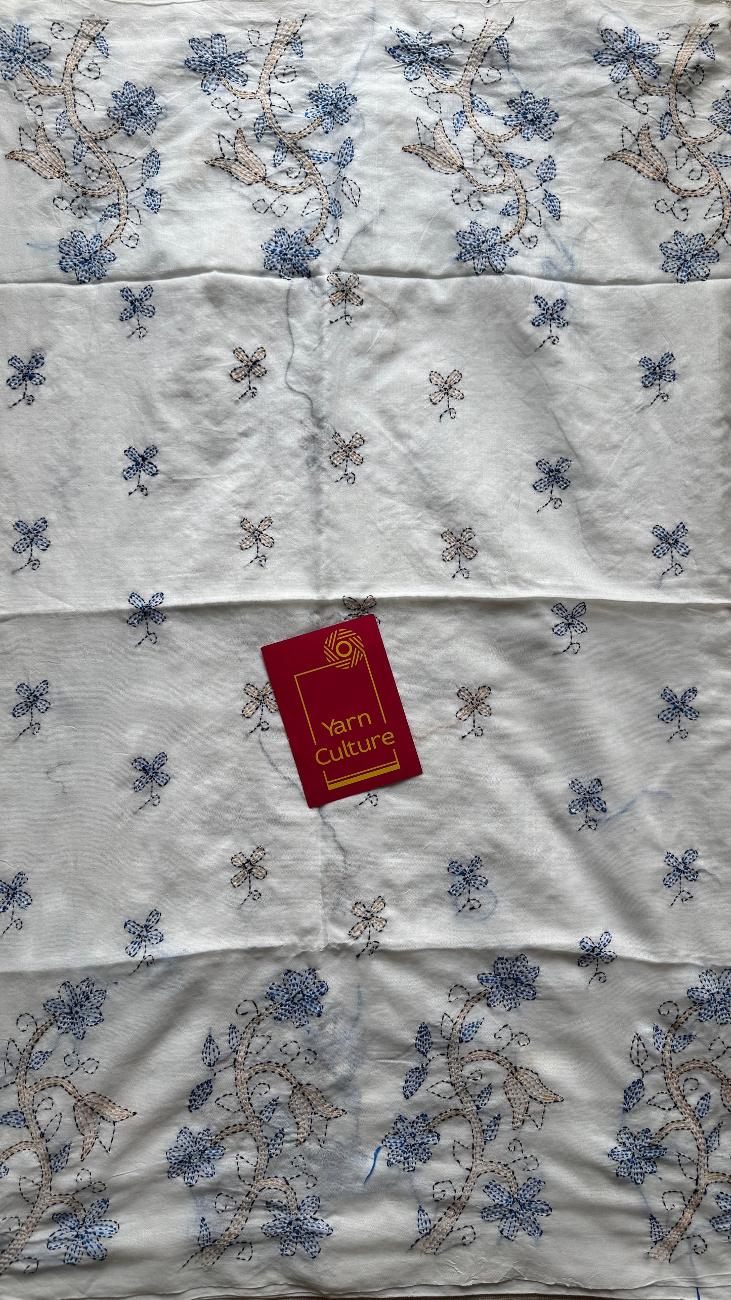 Shada Shobdo - White Whisper, kantha weave in soft khadi cotton