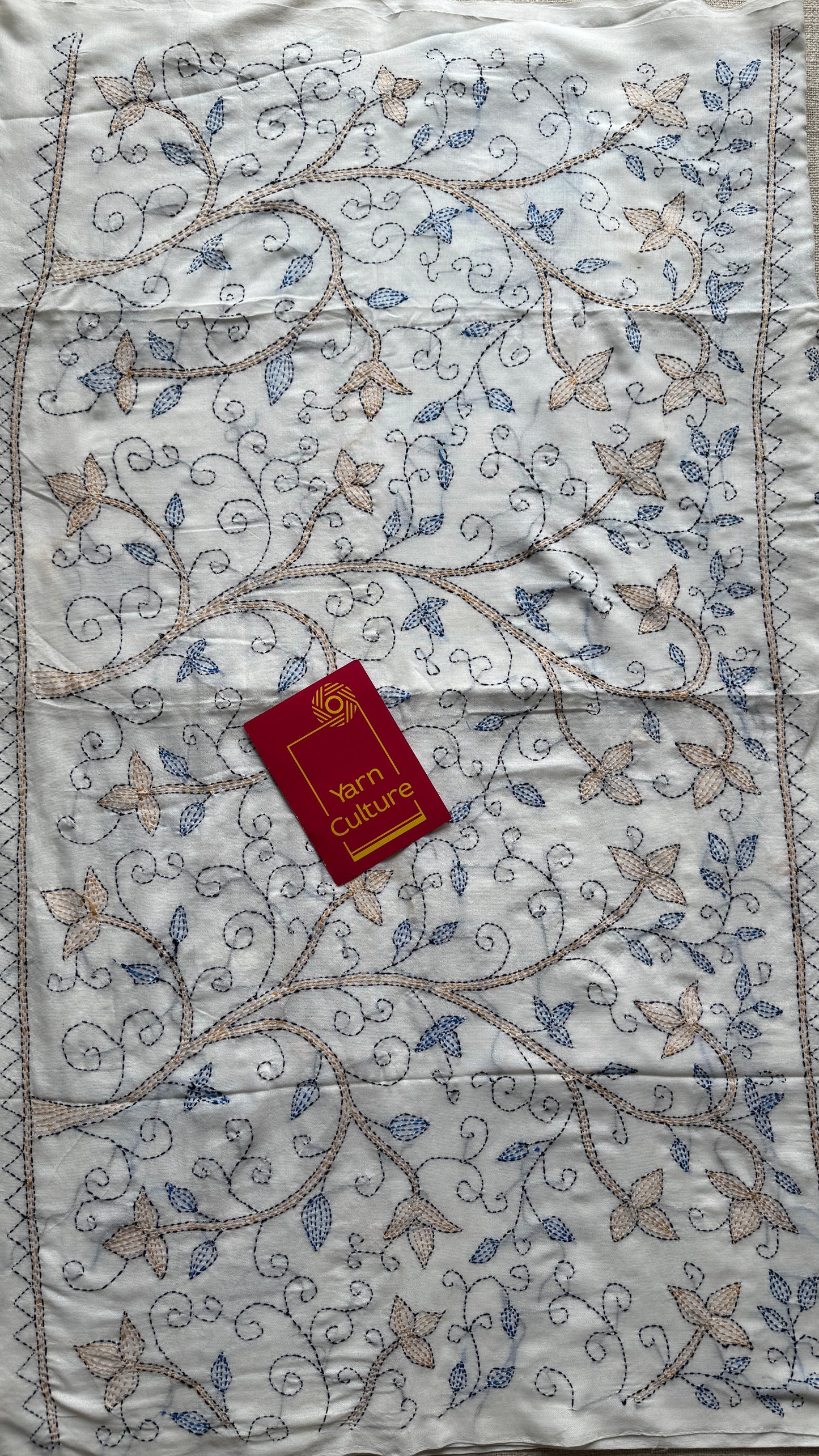 Shada Shobdo - White Whisper, kantha weave in soft khadi cotton