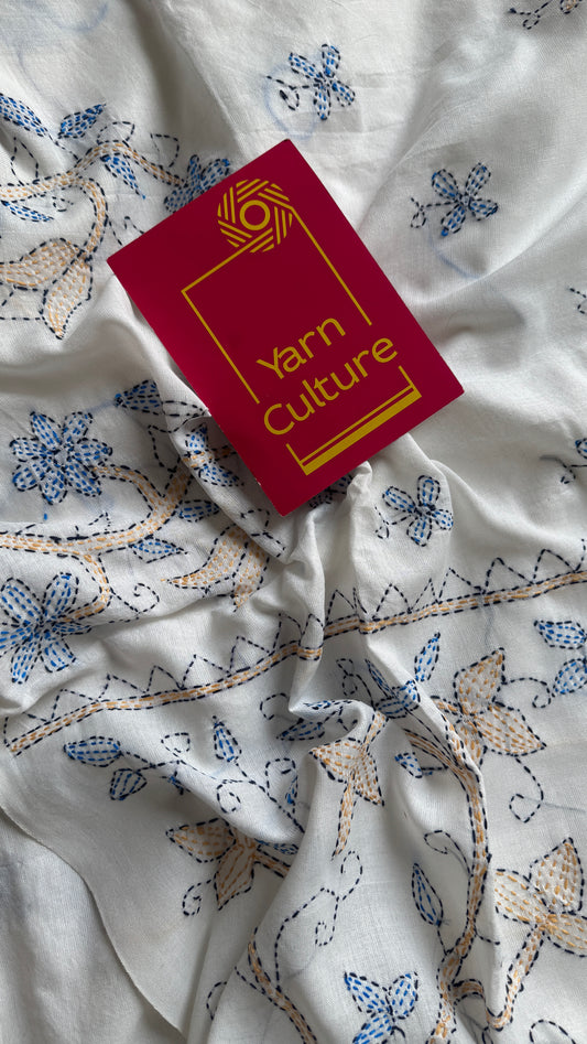 Shada Shobdo - White Whisper, kantha weave in soft khadi cotton