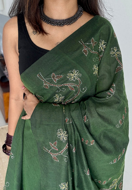 Bonolota - The Forest Vine, kantha weave in soft khadi cotton