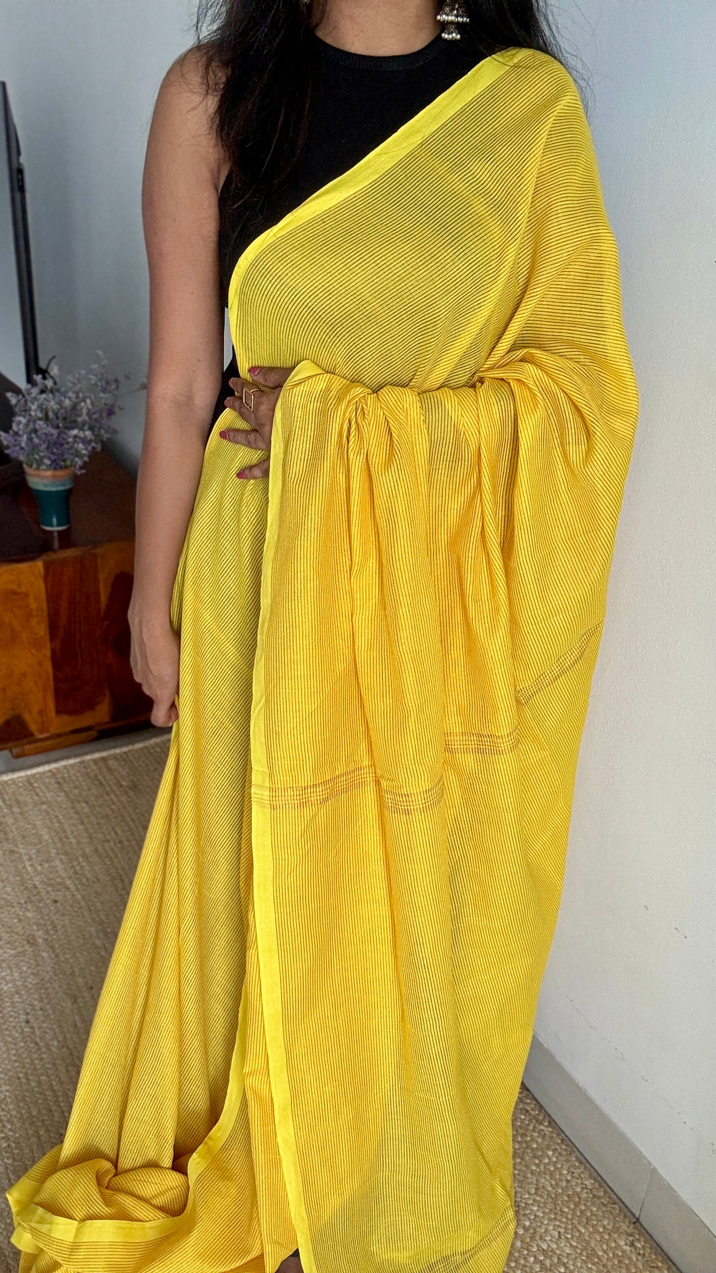 Yellow and Copper zari - Khadi Soft Cotton YCBCMZ103