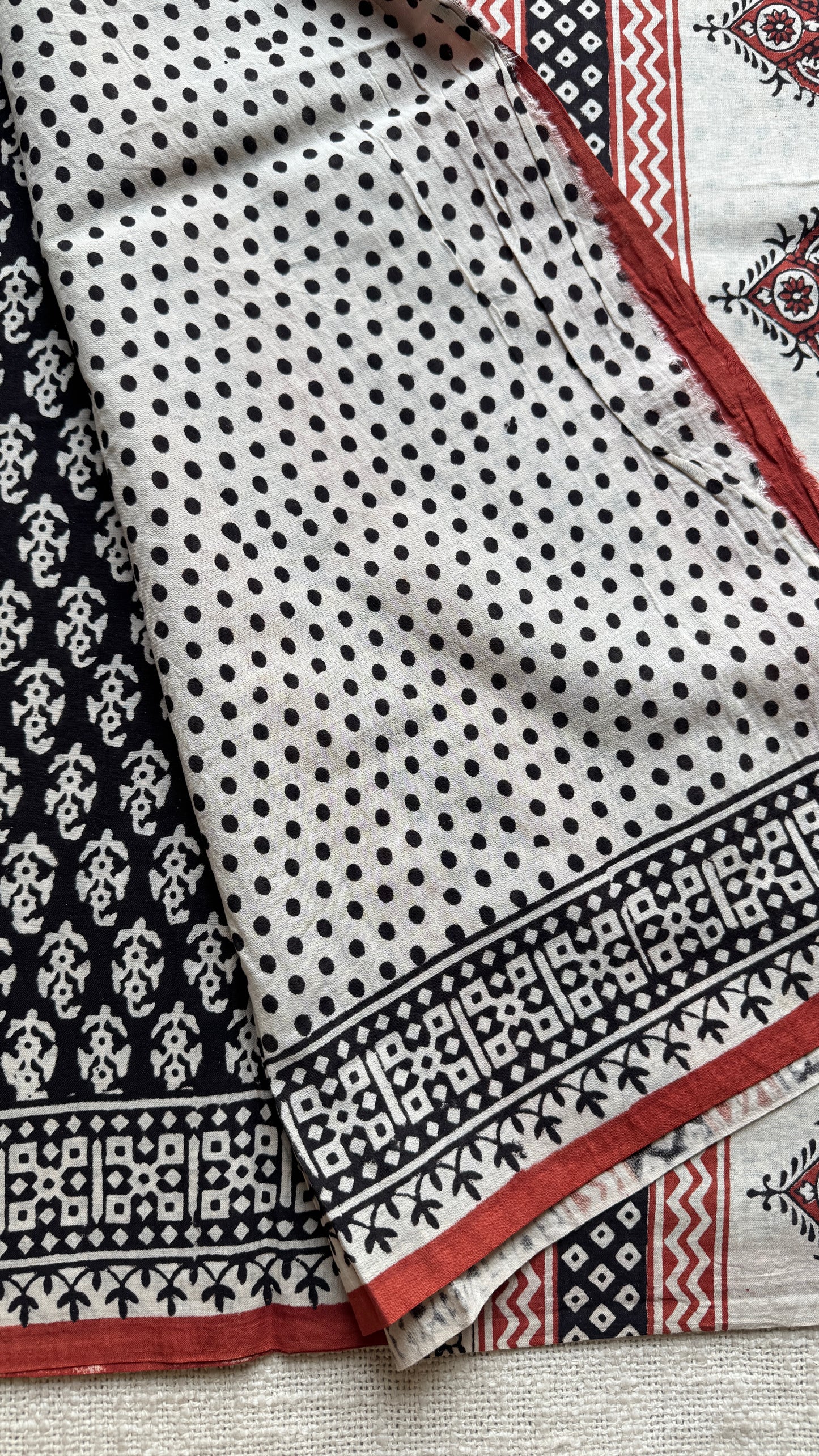 Patachitra - Black and white, Bagru block print, soft cotton
