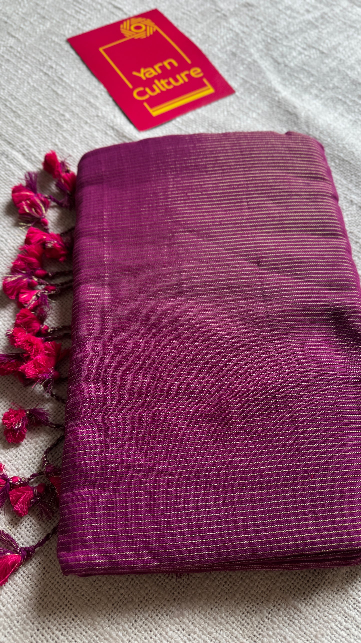 Purple pink (vadamalli), gold zari stripes - Soft Khadi Cotton, YCBCSKZS04