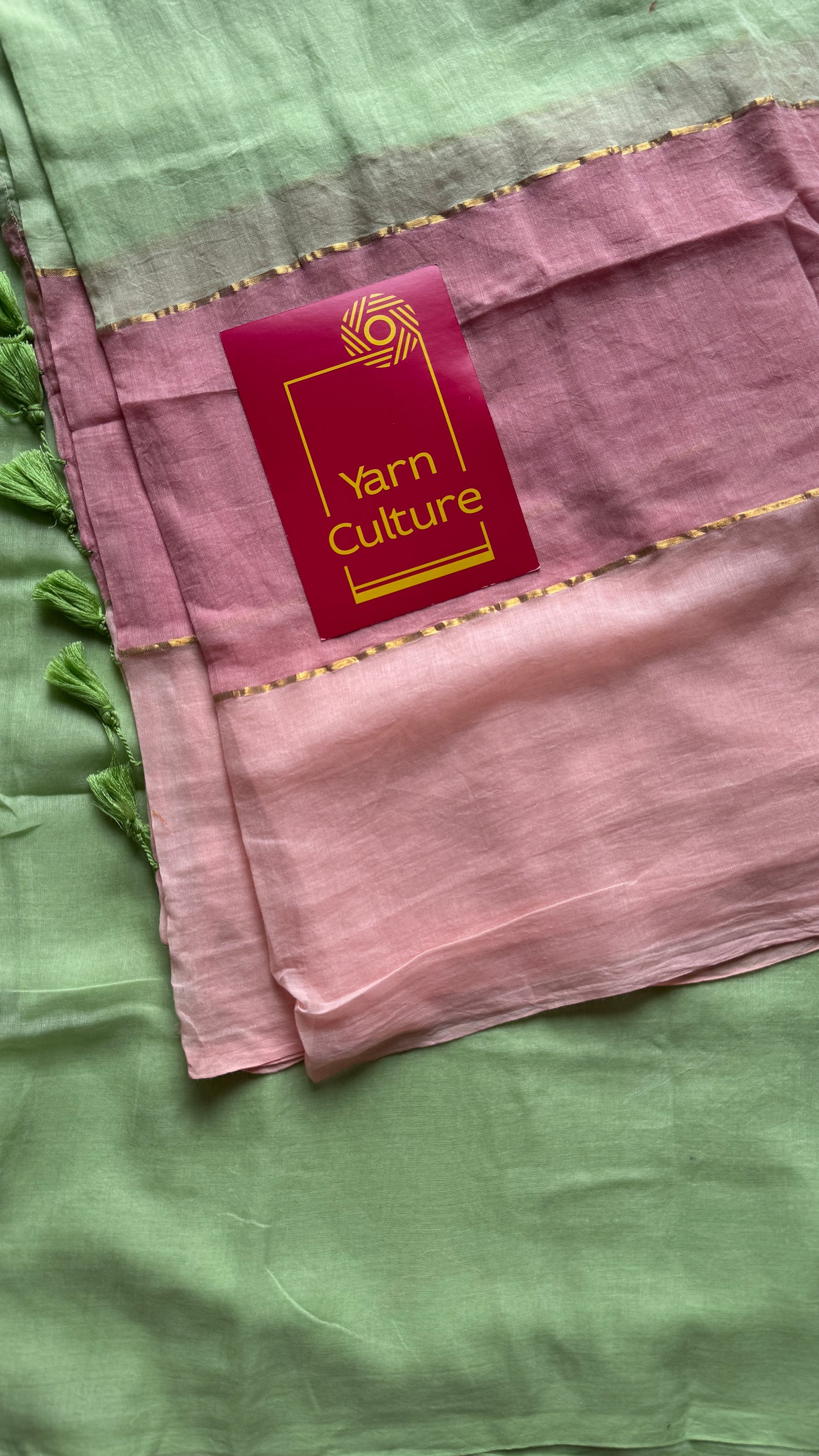 Pista green and pastel pinks, mul cotton YCBCMCM26
