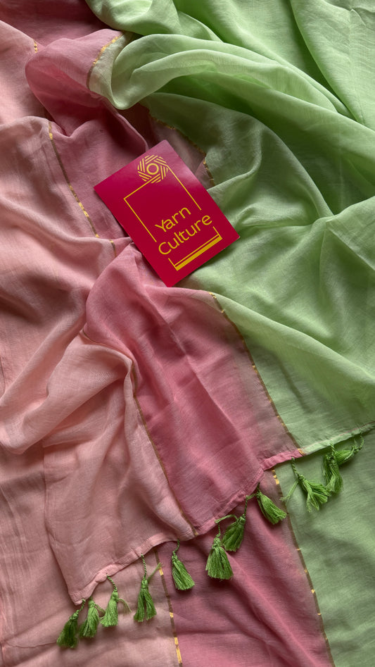 Pista green and pastel pinks, mul cotton YCBCMCM26