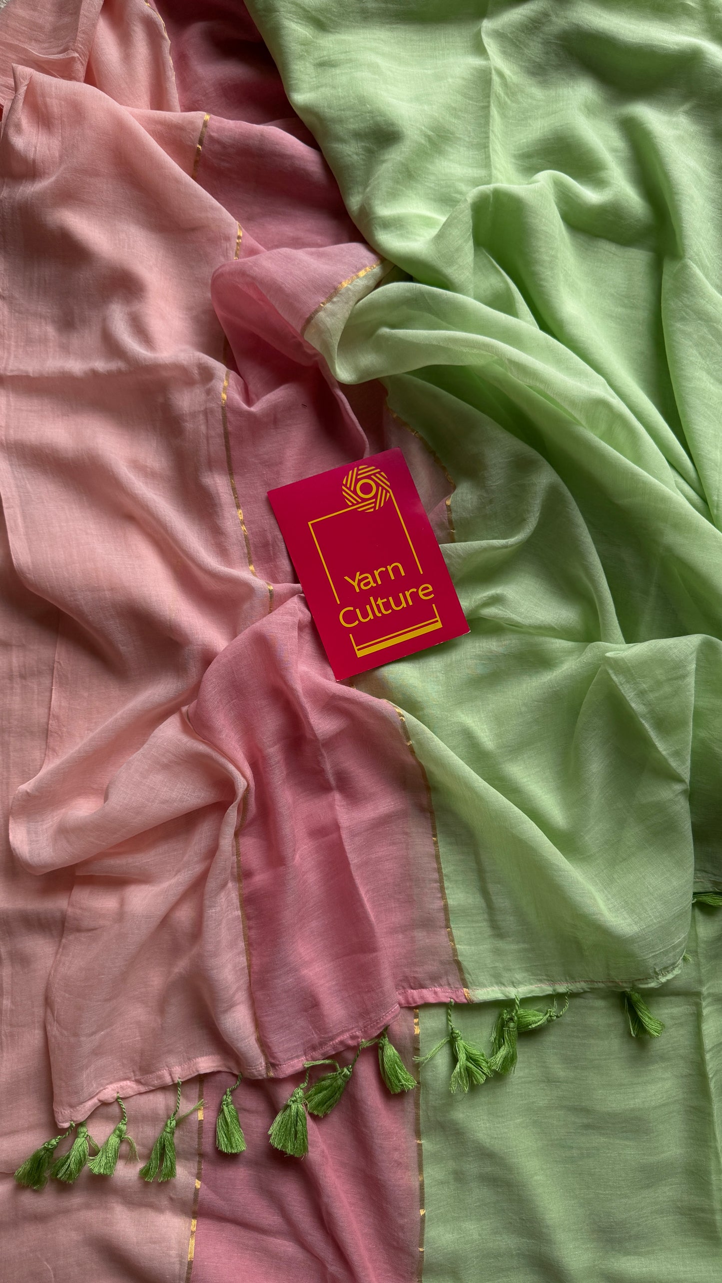 Pista green and pastel pinks, mul cotton YCBCMCM26