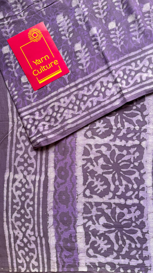 Lavya - Graceful hues of lavender, Bagru block print, soft cotton
