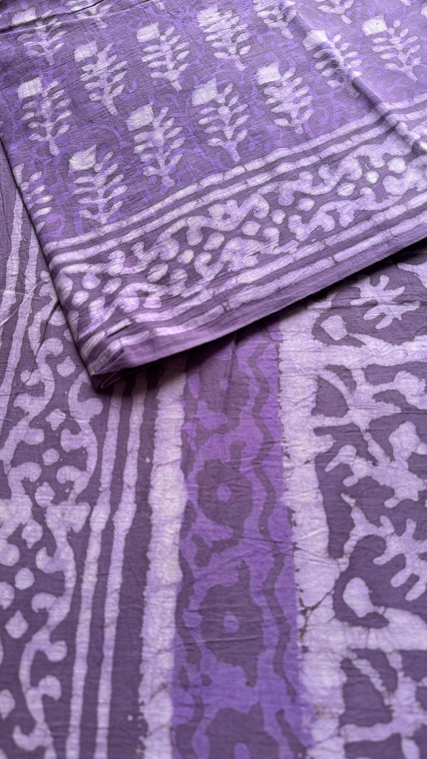 Lavya - Graceful hues of lavender, Bagru block print, soft cotton YCTORBBP01