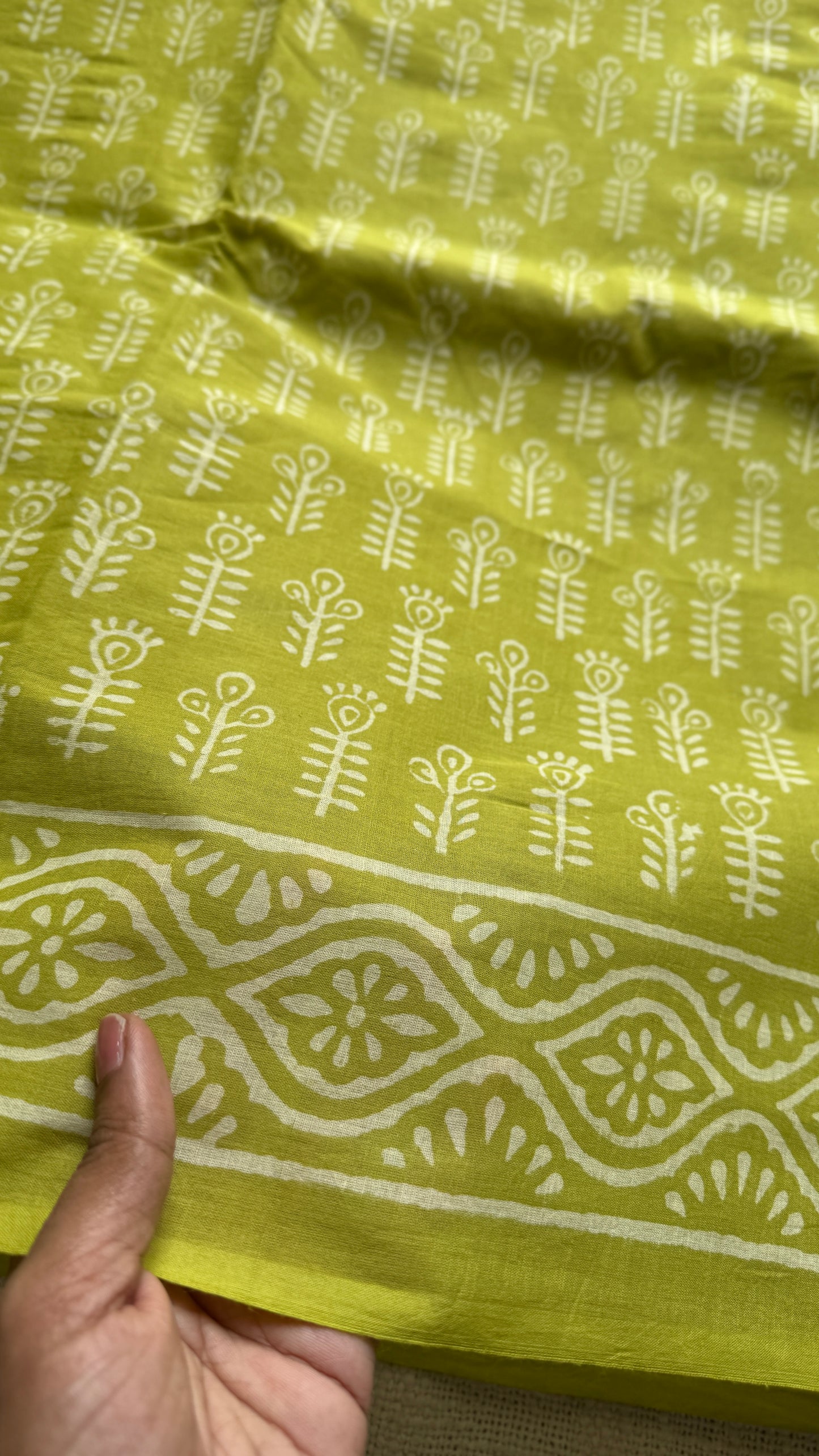 Nimbu - Lemon green hues, Bagru block print, soft cotton