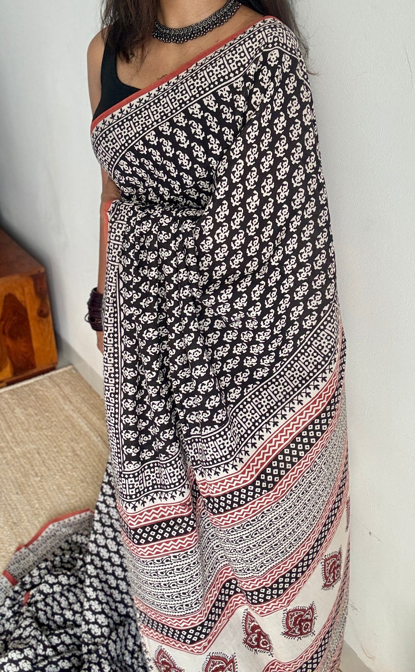 Patachitra - Black and white, Bagru block print, soft cotton