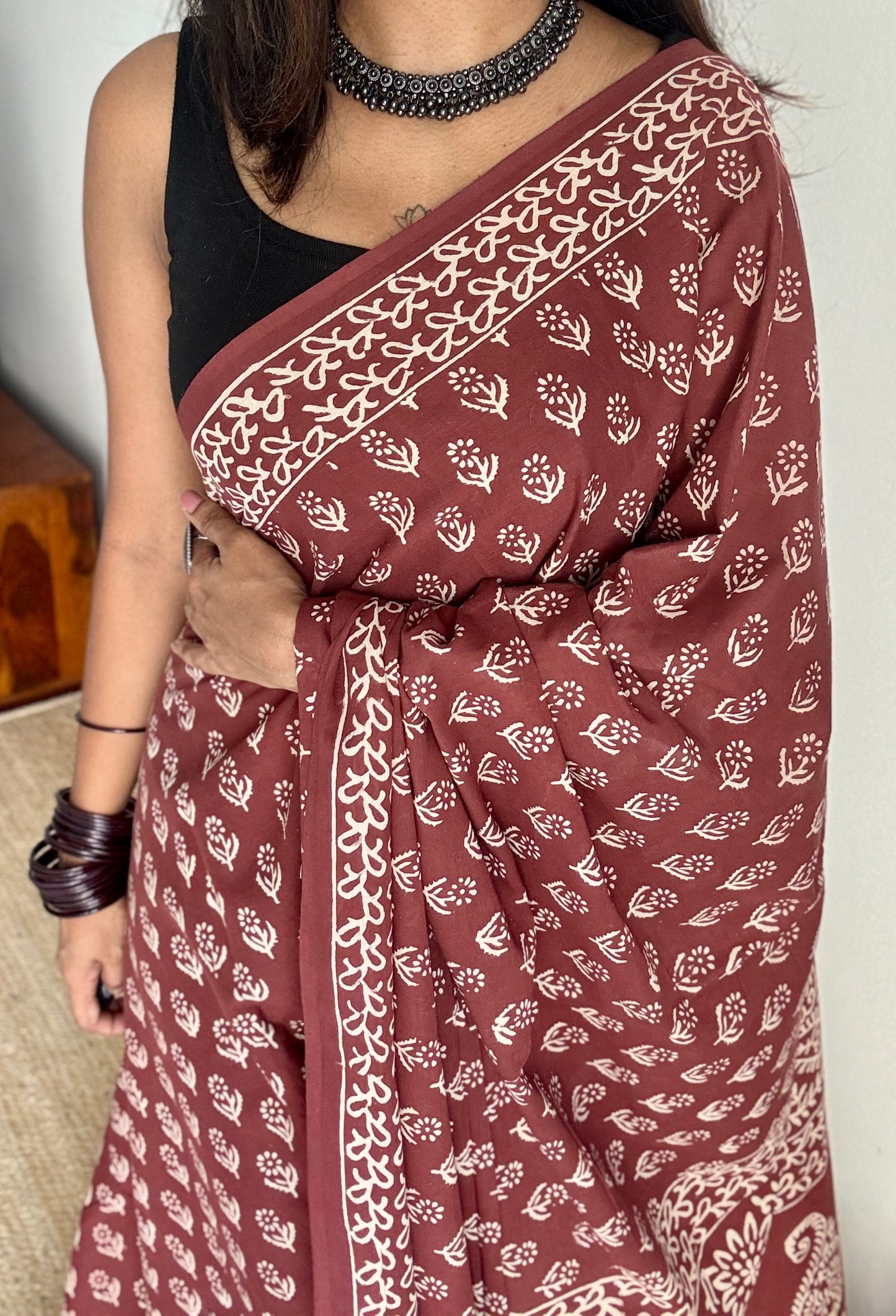 Mitti - Brownish red hues, Bagru block print, soft cotton YCTORBBP06