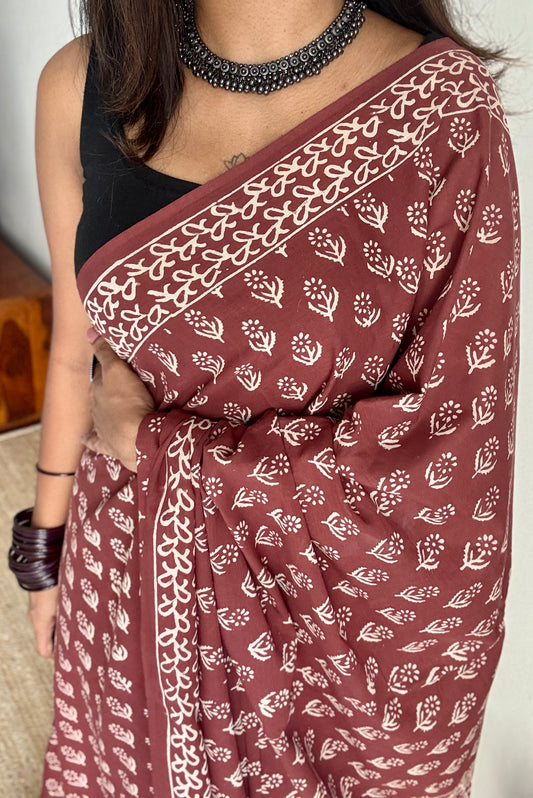Mitti - Brownish red hues, Bagru block print, soft cotton