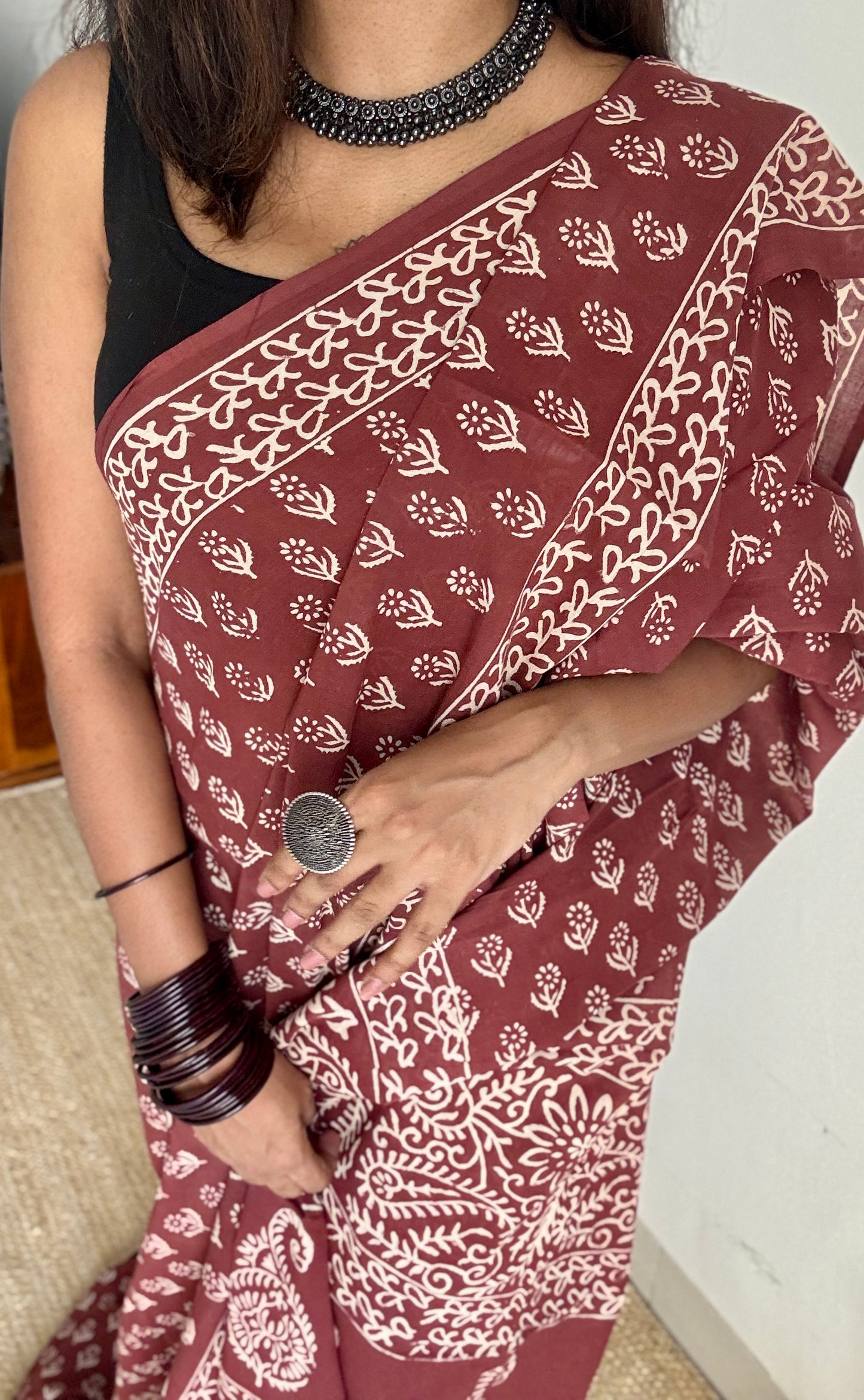 Mitti - Brownish red hues, Bagru block print, soft cotton YCTORBBP06