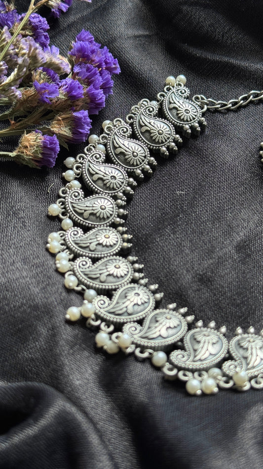 Mango shaped choker necklace - with jhumkas