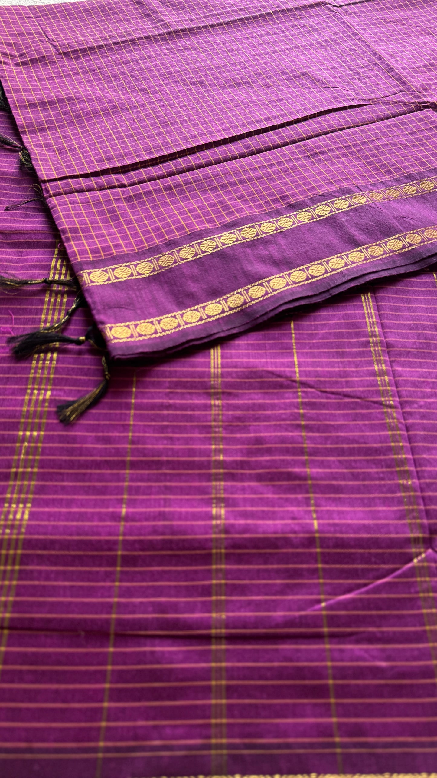 Vadamalli (purple magenta blend) - Arani Checks in cotton silk - YCCOTNA09