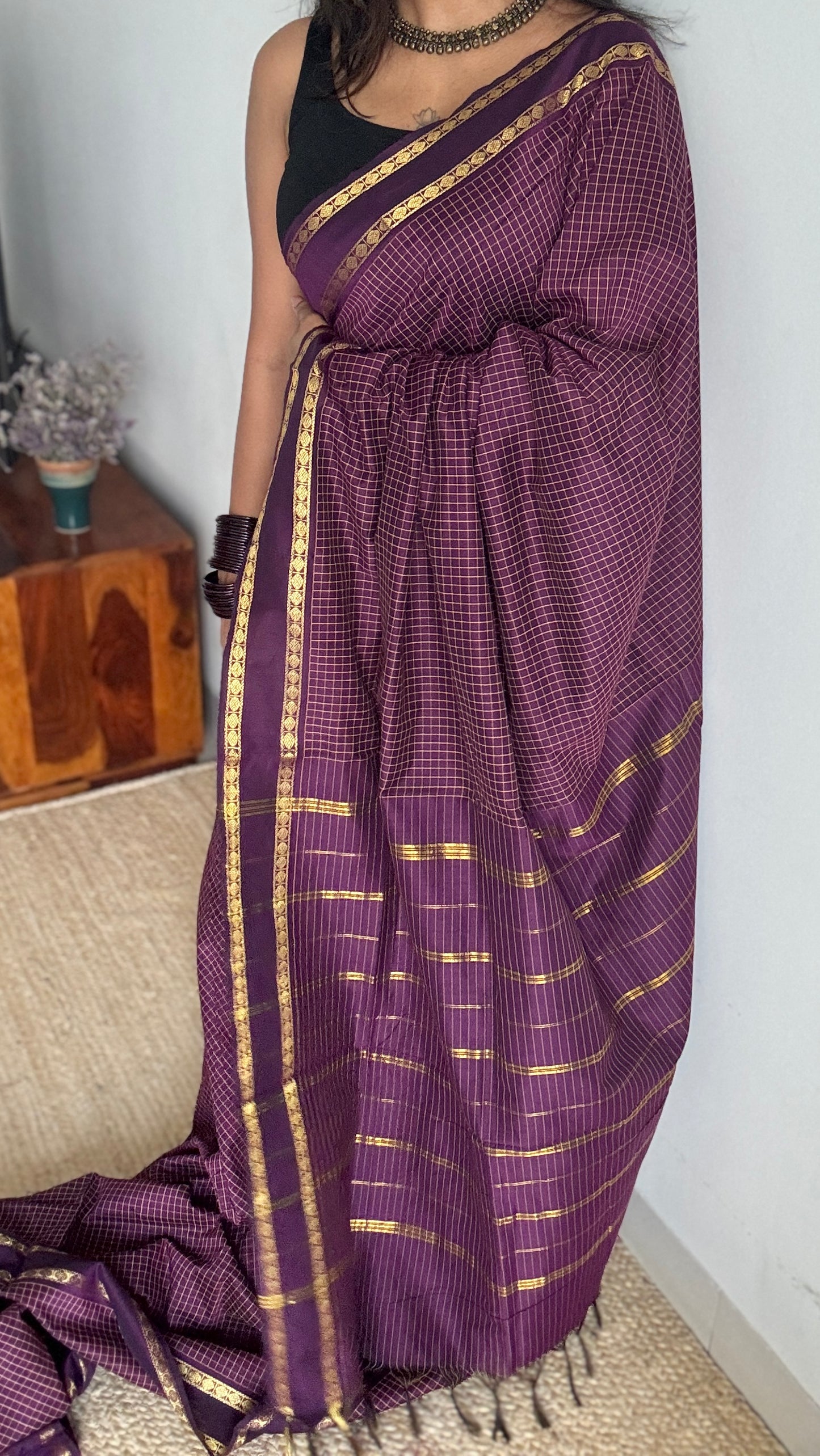 Jamun - Arani Checks in cotton silk