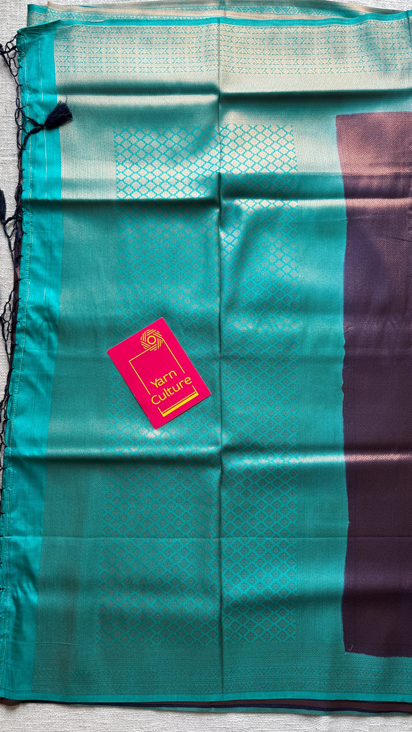 Yamini - Black with turquoise, semi-silk