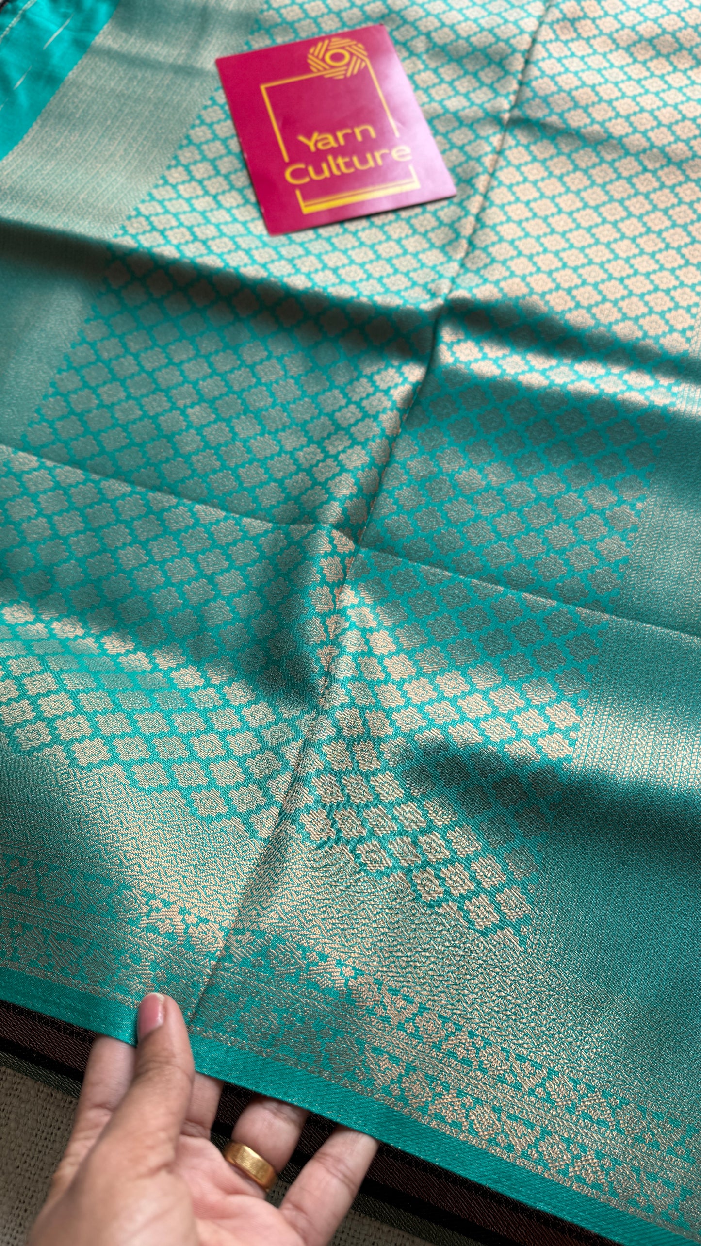Yamini - Black with turquoise, semi-silk