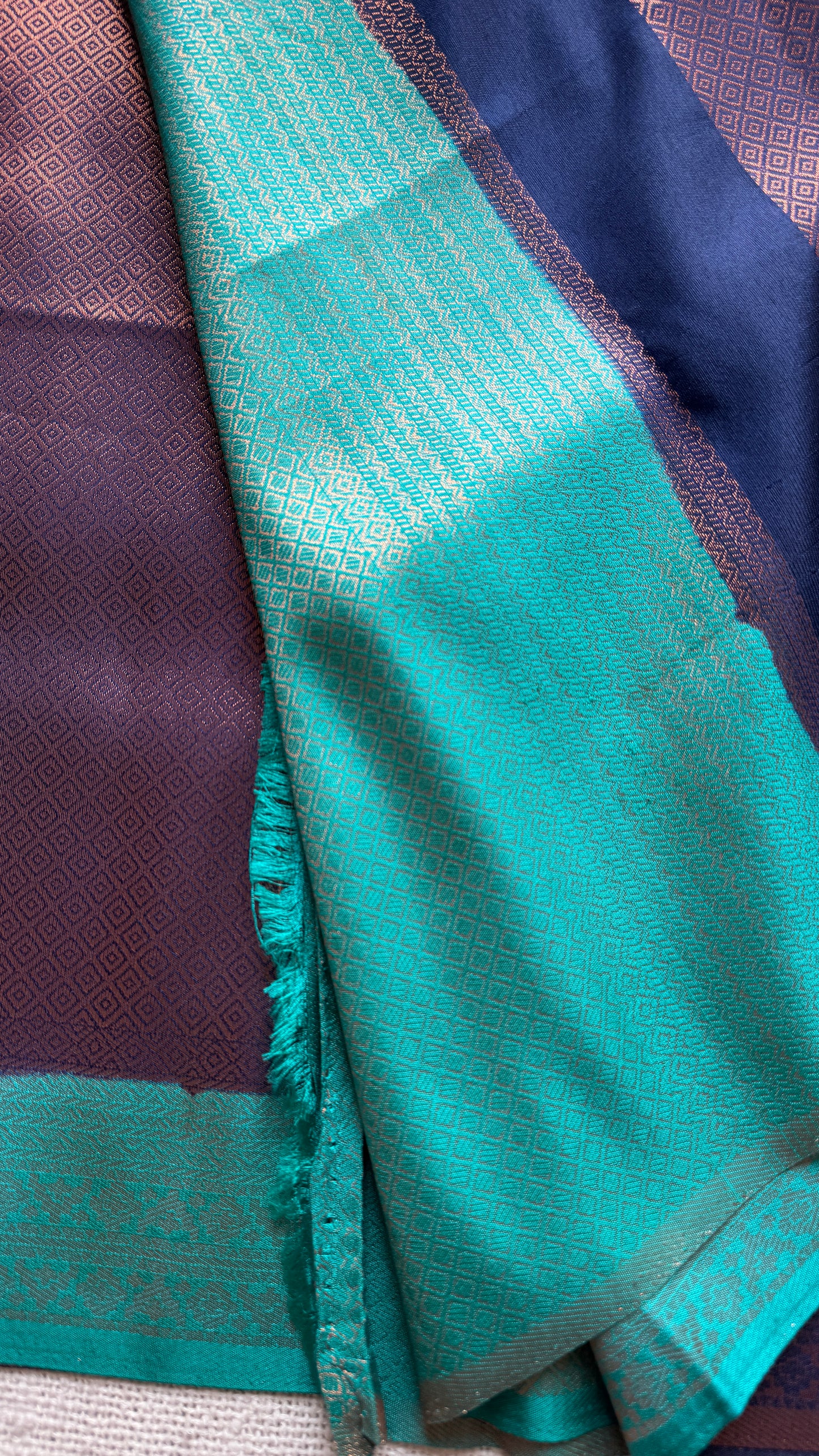 Yamini - Black with turquoise, semi-silk