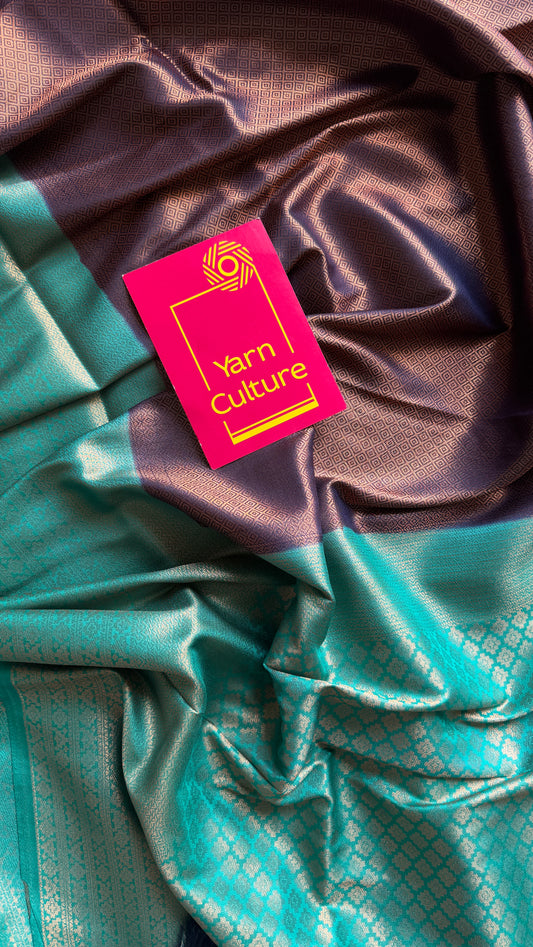 Yamini - Black with turquoise, semi-silk