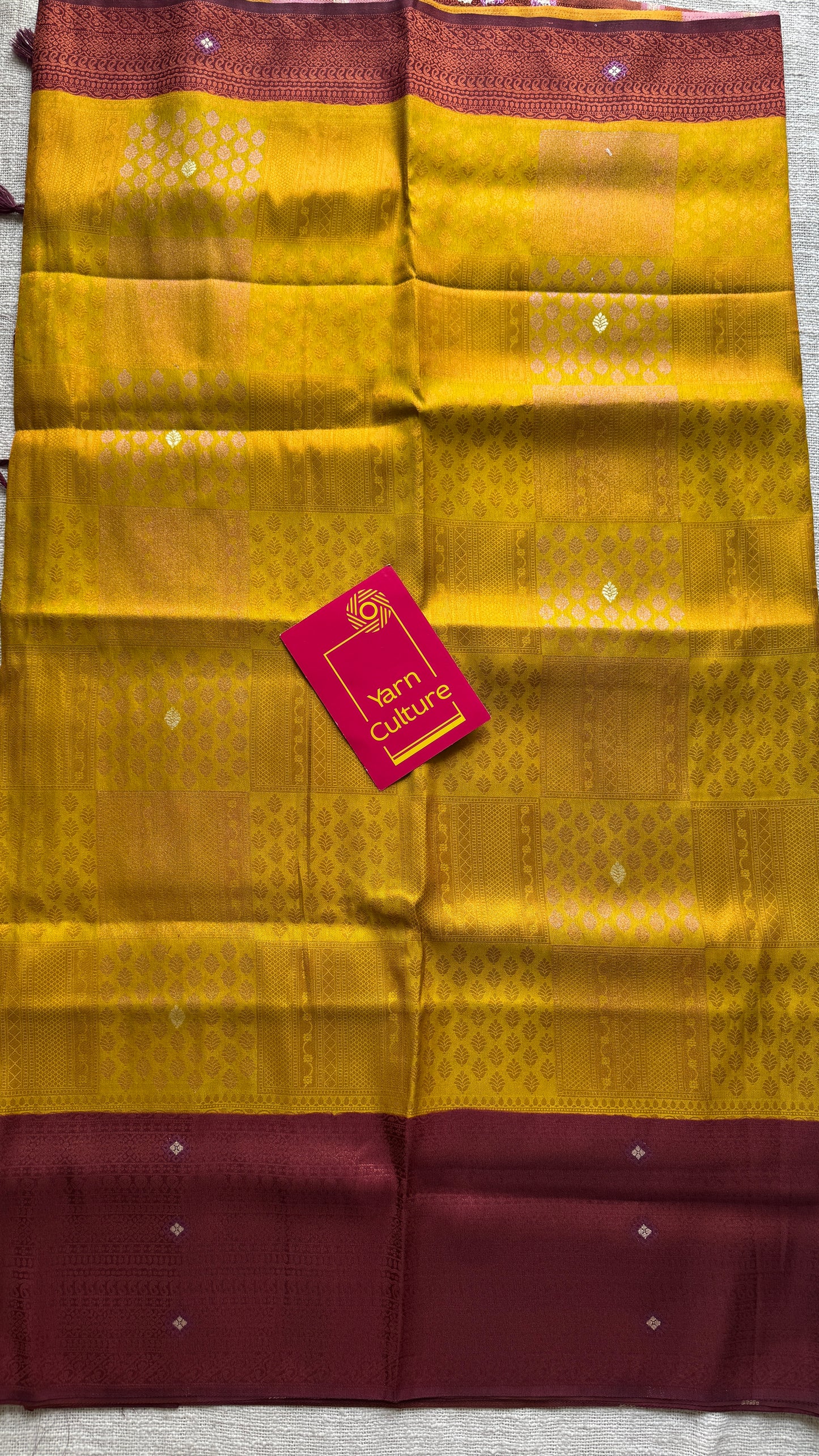Sugandhi - Light green with maroon, semi-silk