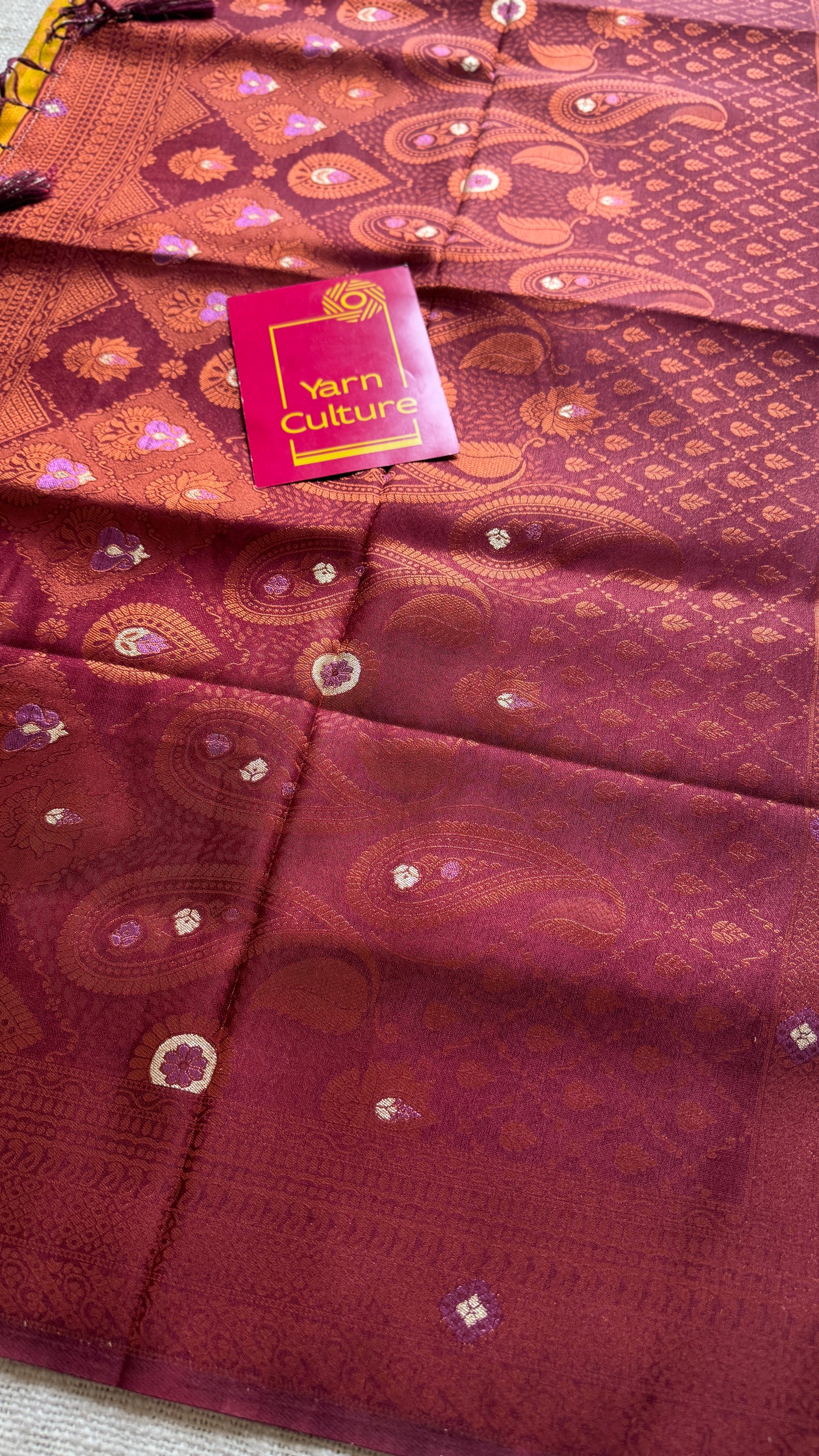 Sugandhi - Light green with maroon, semi-silk