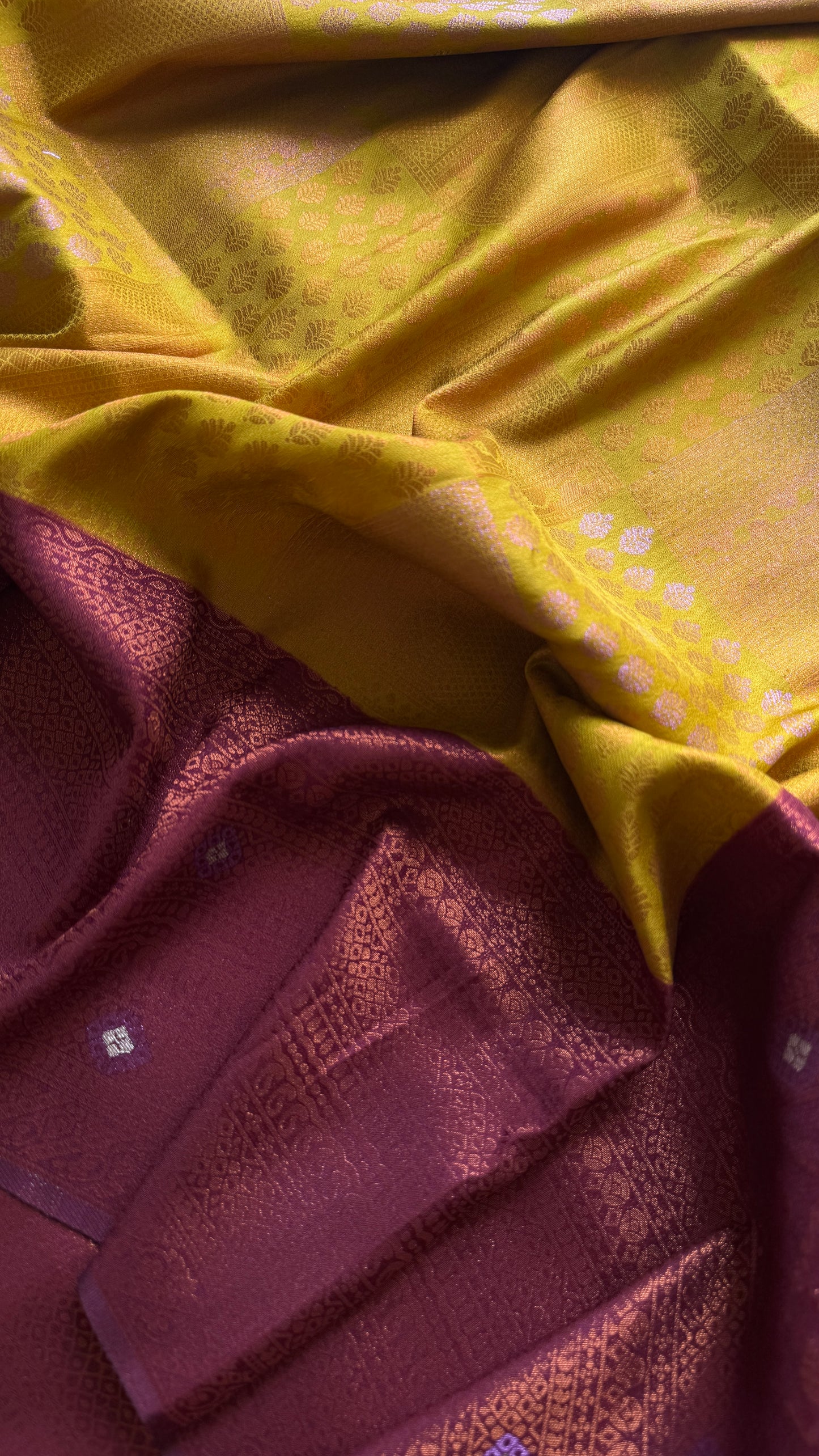 Sugandhi - Light green with maroon, semi-silk