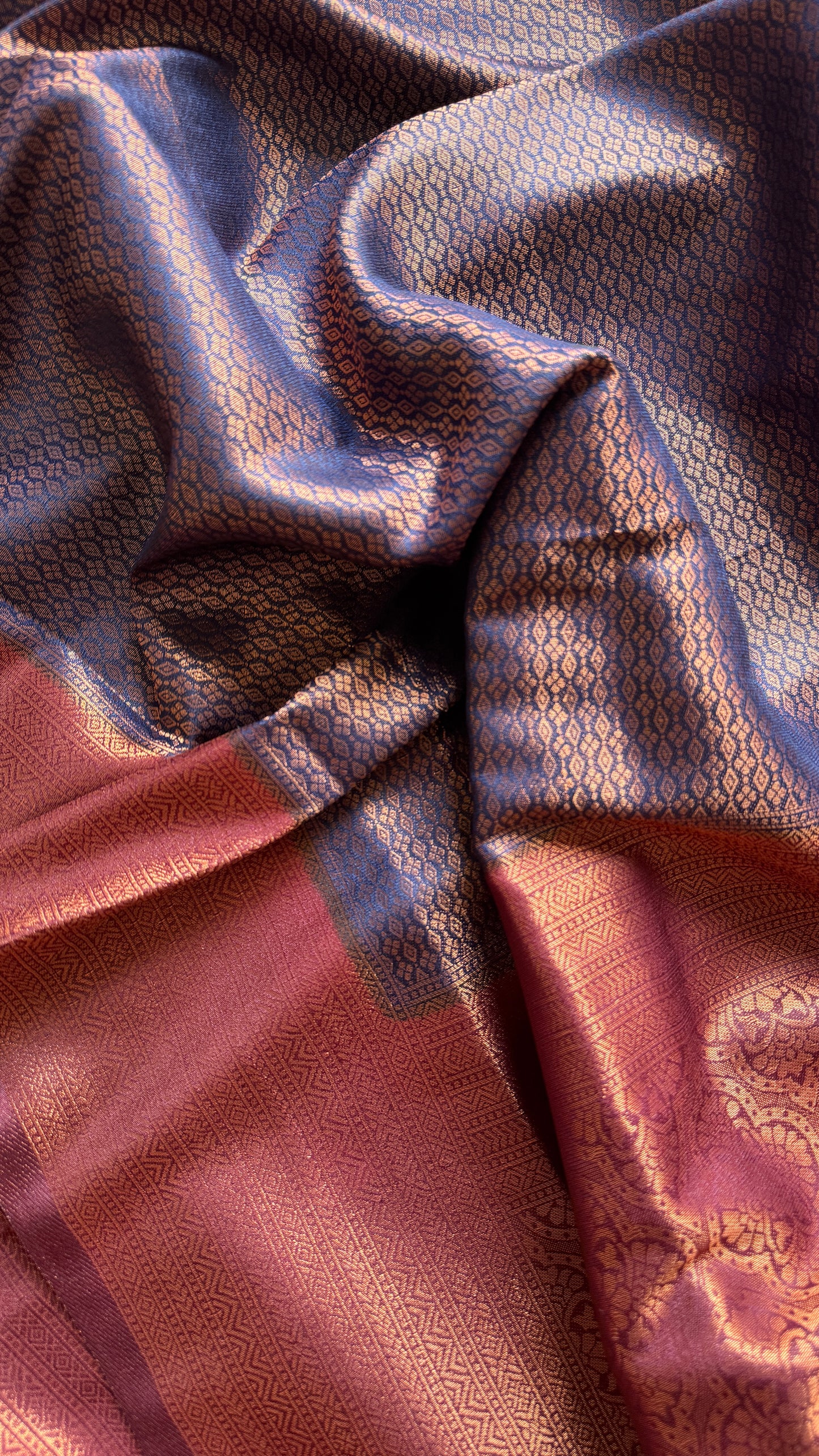 Neelambara - Deep  blue with maroon, semi-silk