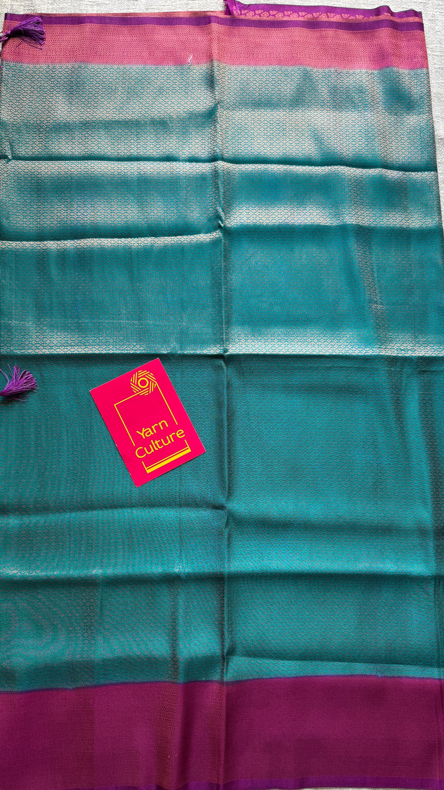 Tarangini  - Turquoise with purple pink, semi-silk