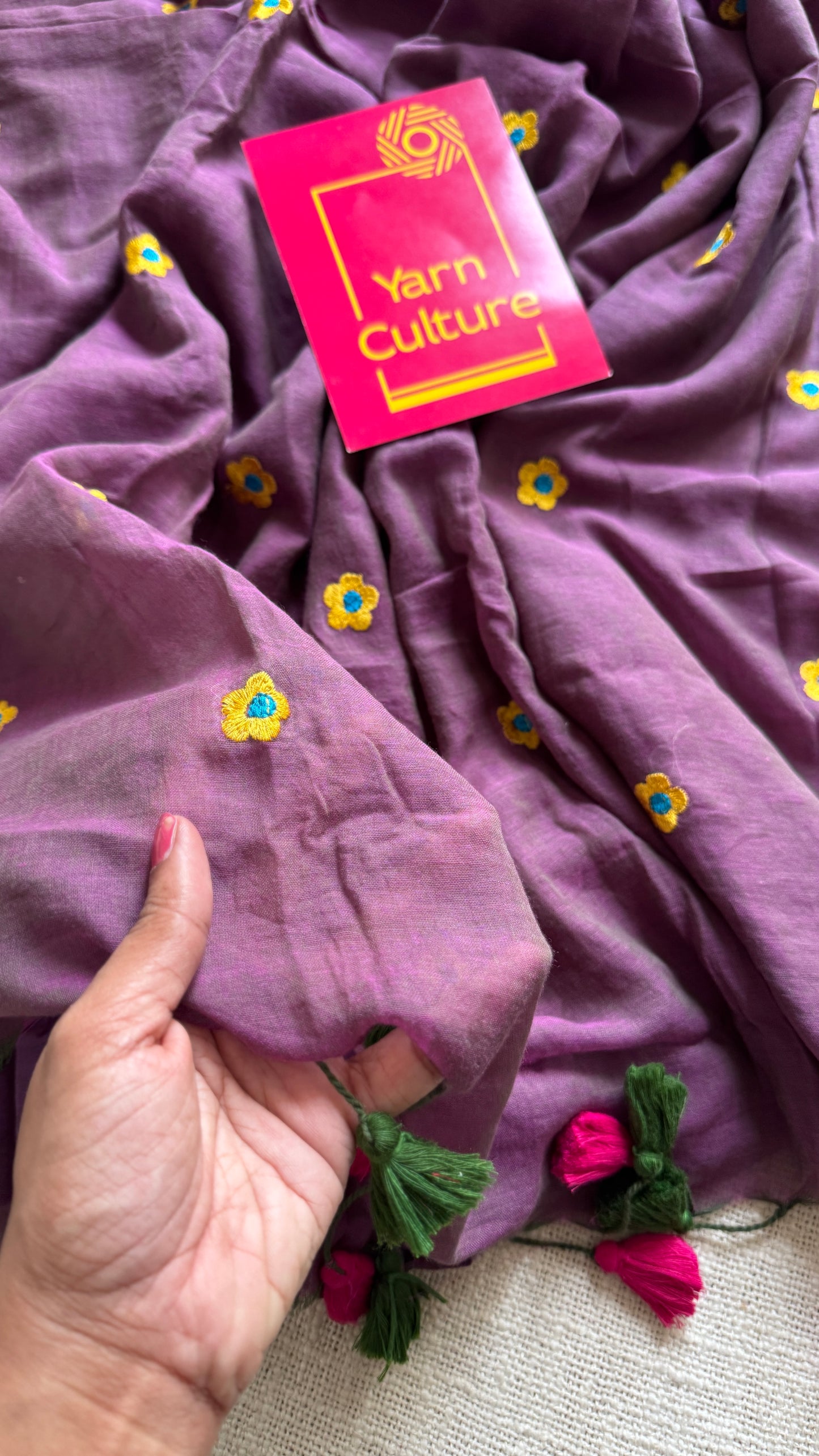Dusty Purple Floral Embroidery - Mul Cotton YCBCFES16