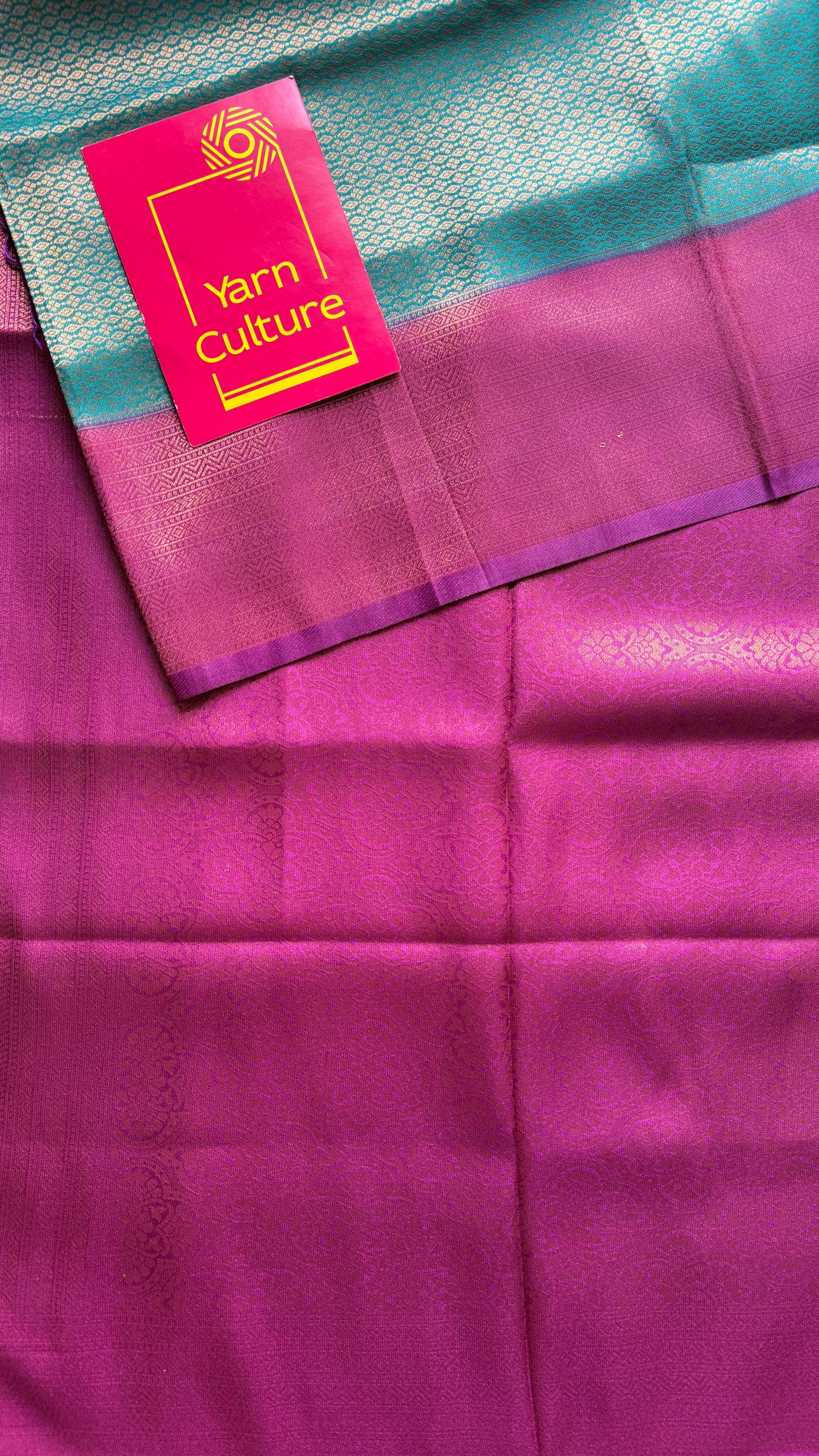 Tarangini  - Turquoise with purple pink, semi-silk