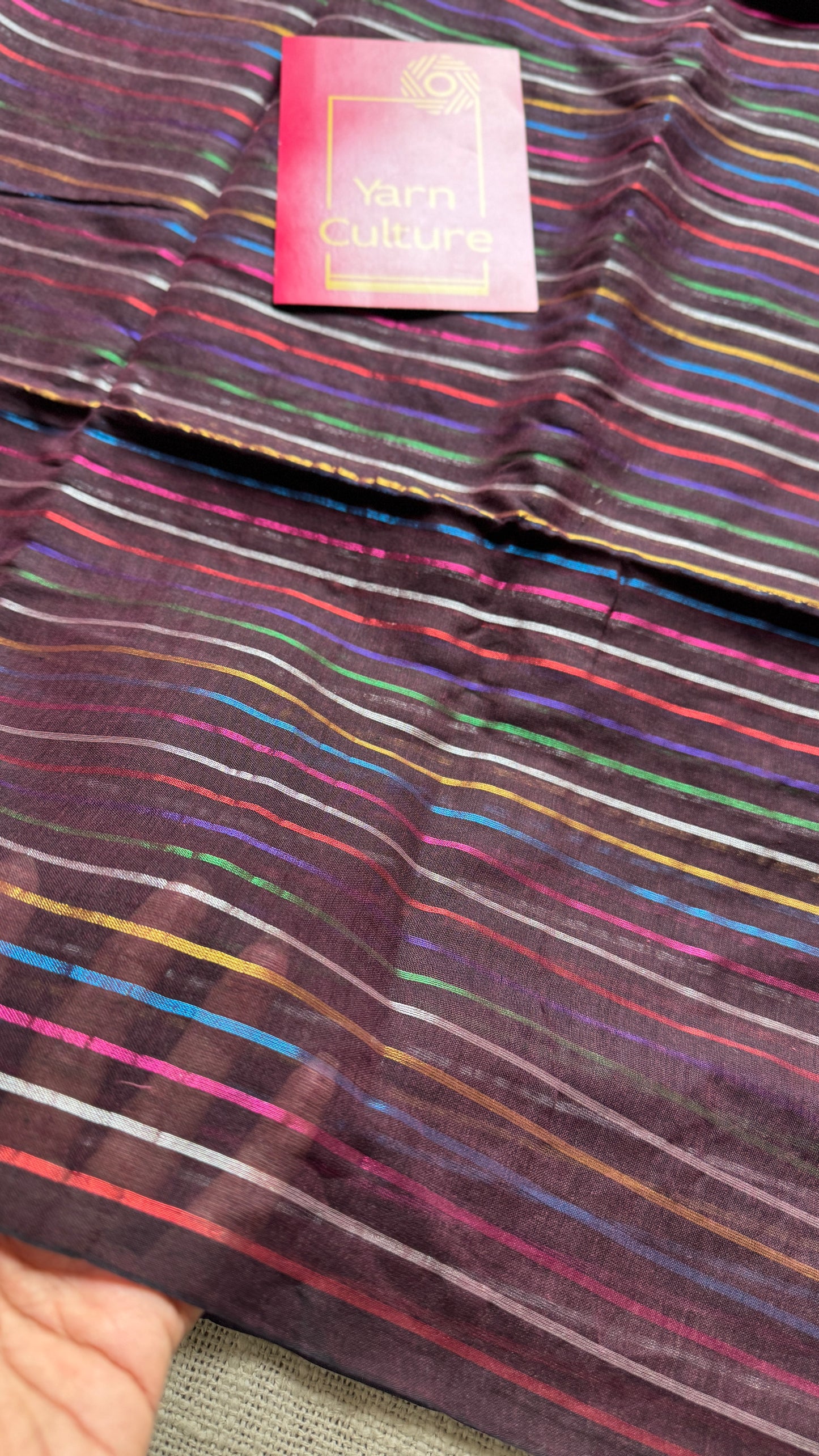 Wine Aurora - black with coloured stripes, mul cotton YCBCMCRB03