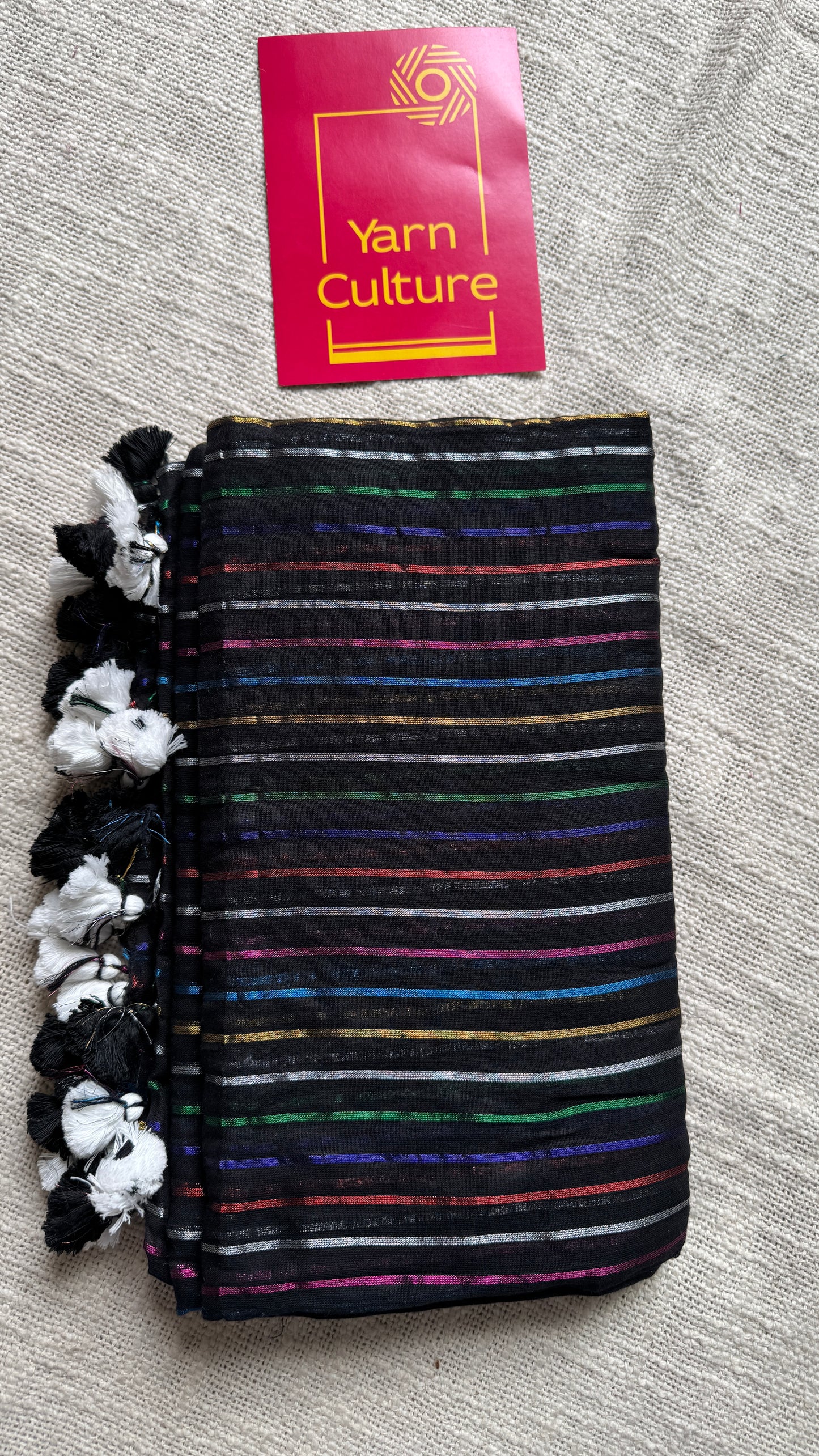 Black Aurora - black with coloured stripes, mul cotton