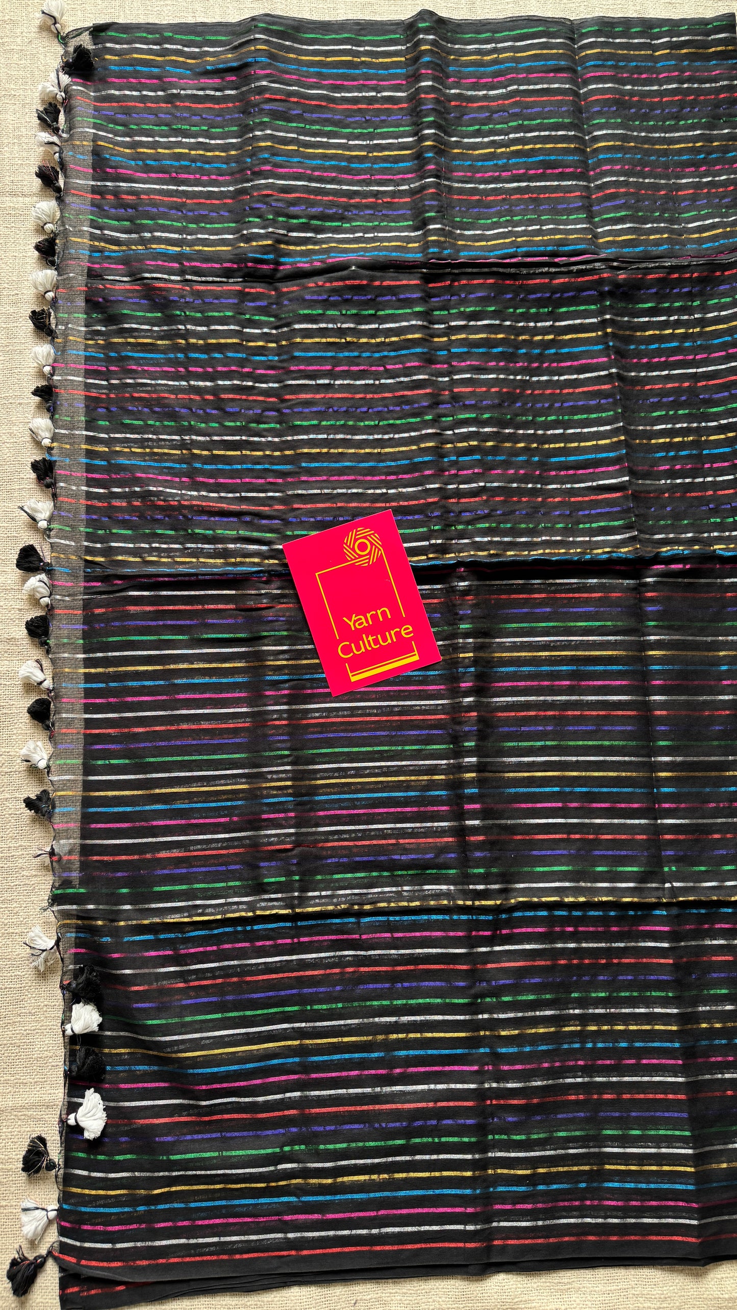 Black Aurora - black with coloured stripes, mul cotton