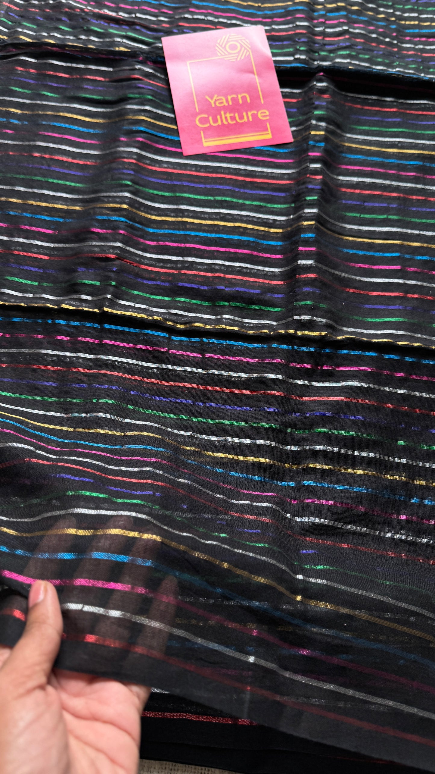 Black Aurora - black with coloured stripes, mul cotton