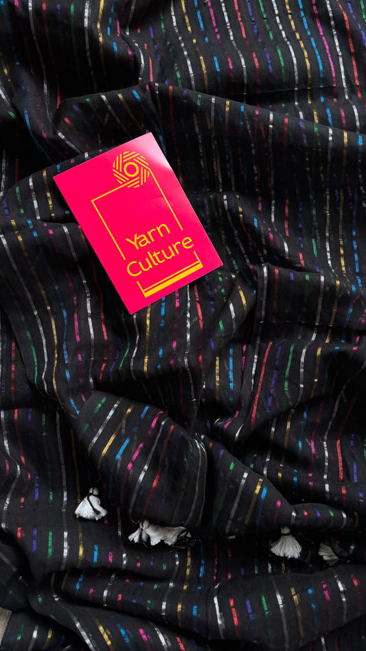 Black Aurora - black with coloured stripes, mul cotton