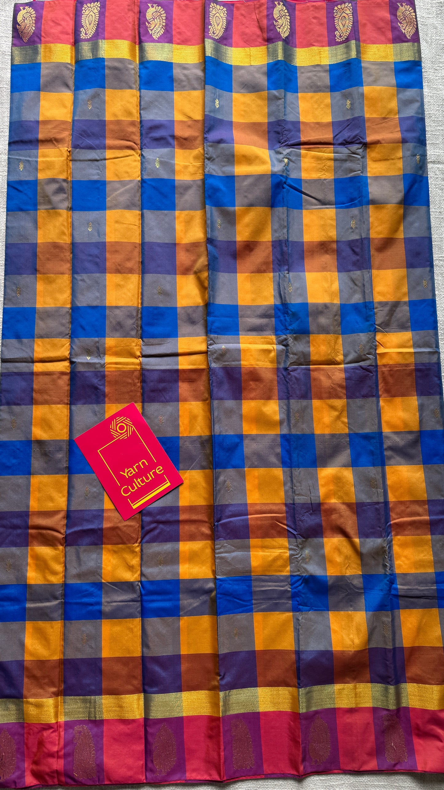 Paalum Pazhamum Canvas - Checkered Pattern, Semi-Silk