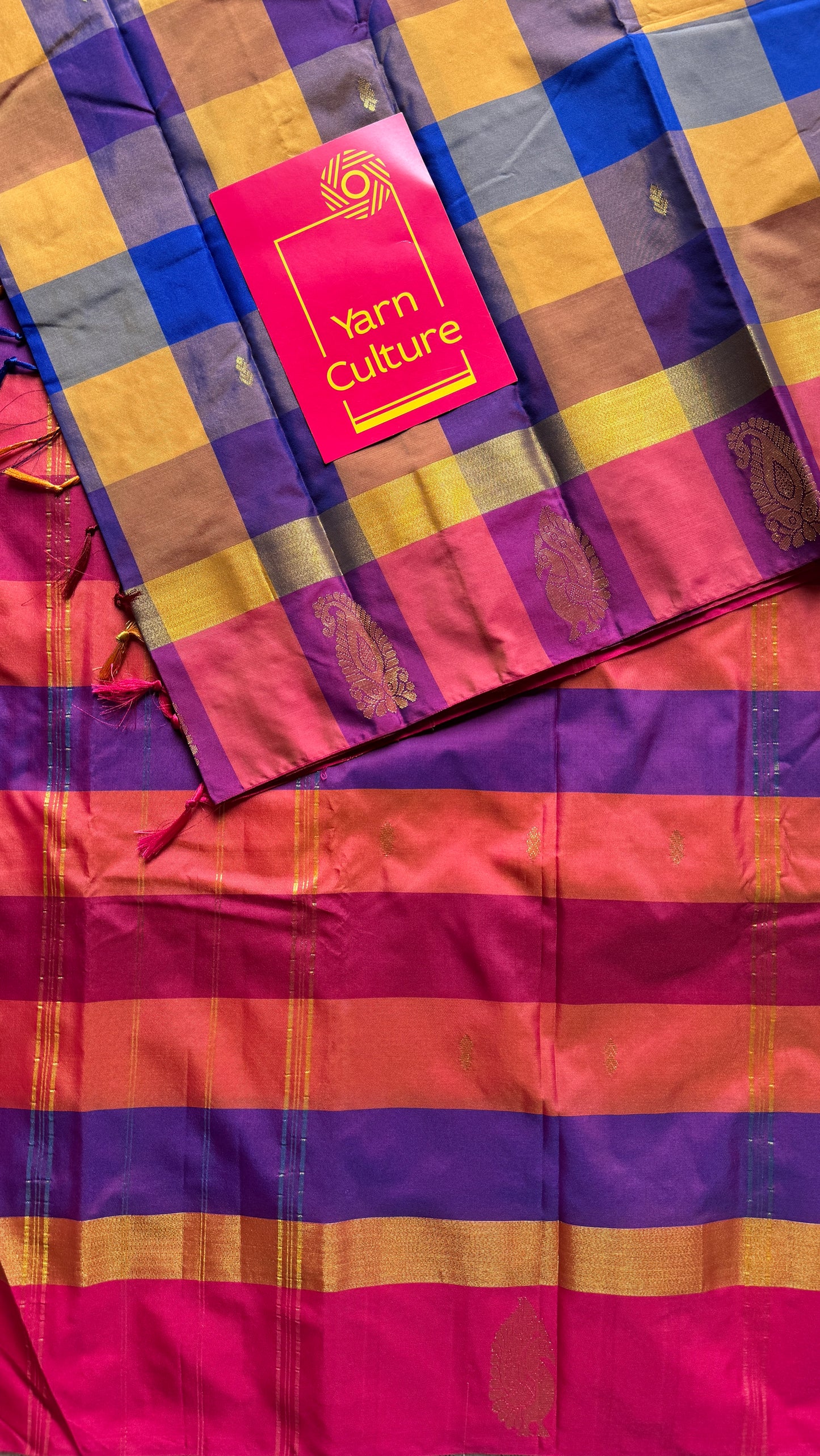 Paalum Pazhamum Palette - Checkered Pattern, Semi-Silk