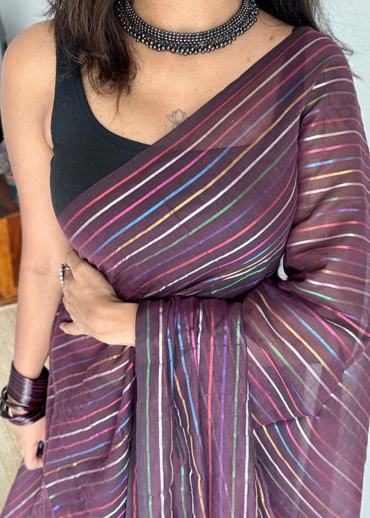 Wine Aurora - black with coloured stripes, mul cotton YCBCMCRB03