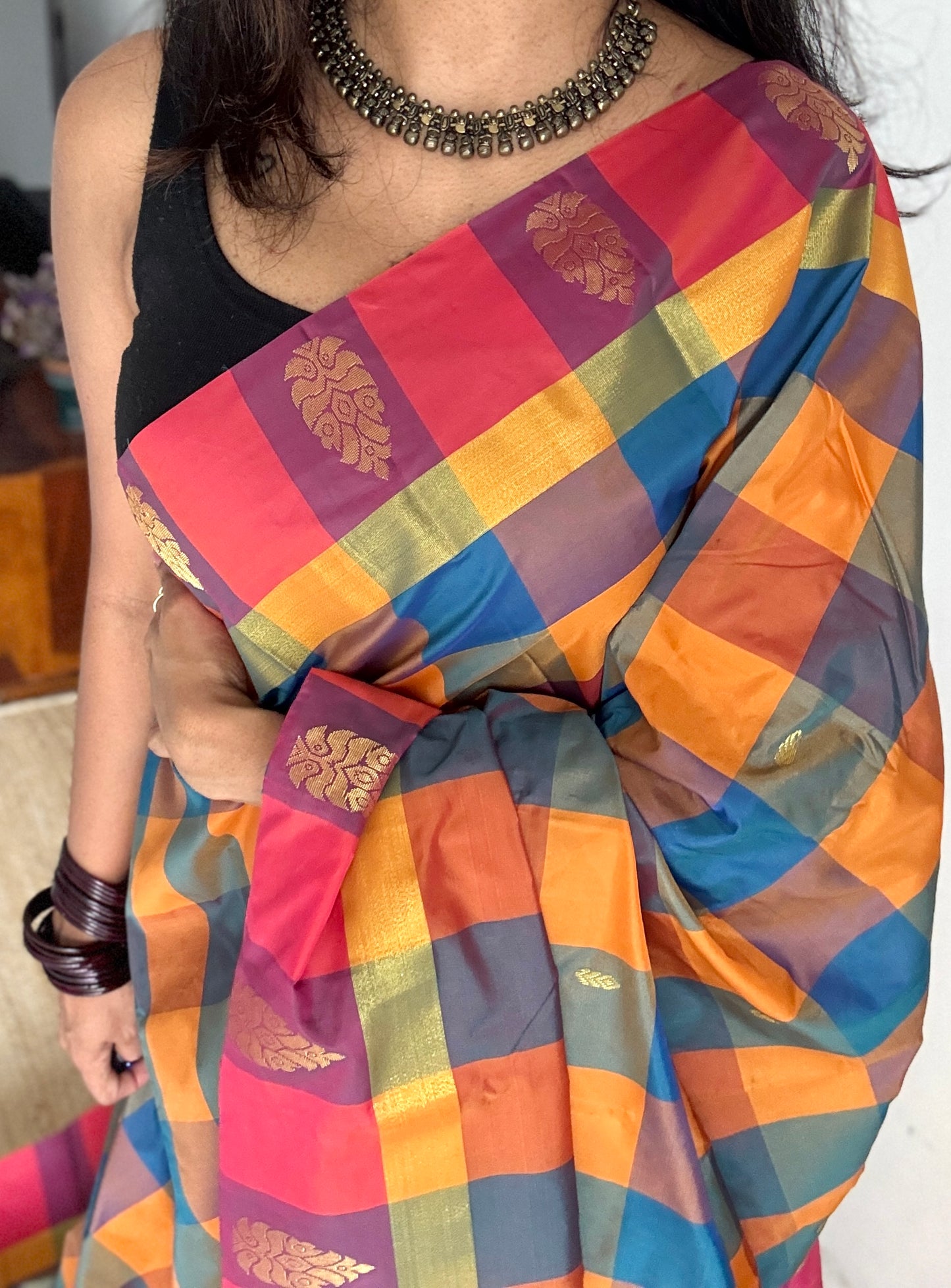 Paalum Pazhamum Symphony - Checkered Pattern, Semi-Silk - YCCOTNPPSS02