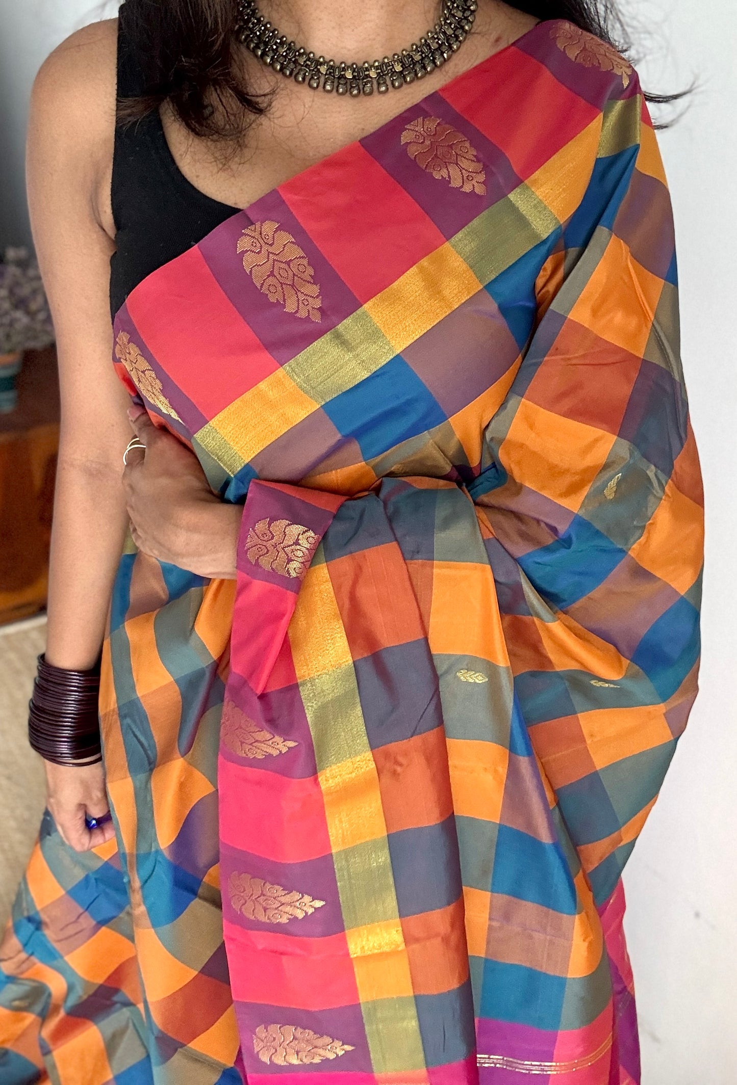Paalum Pazhamum Symphony - Checkered Pattern, Semi-Silk - YCCOTNPPSS02